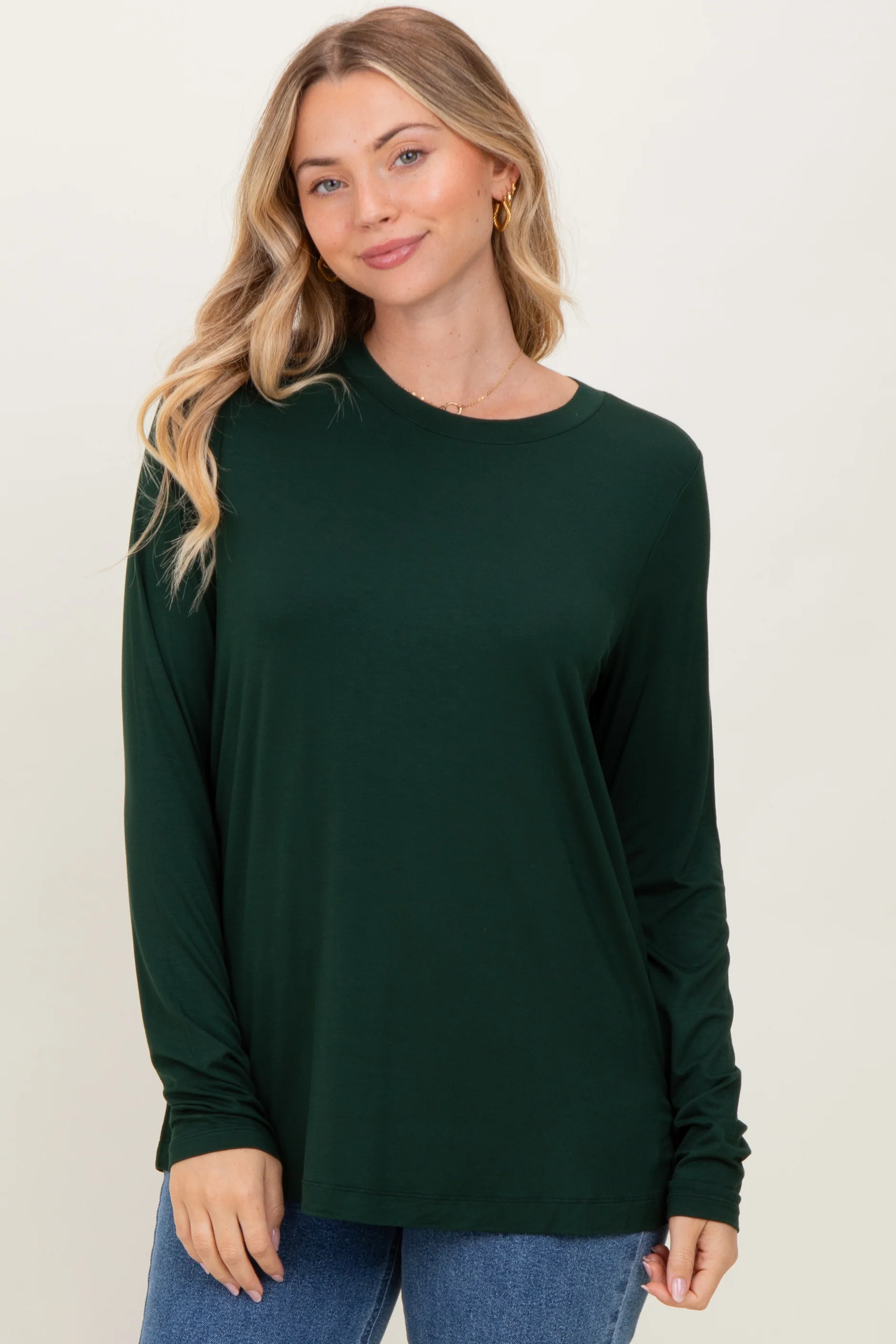 Forest Green Long Sleeve Maternity Top - Image 5