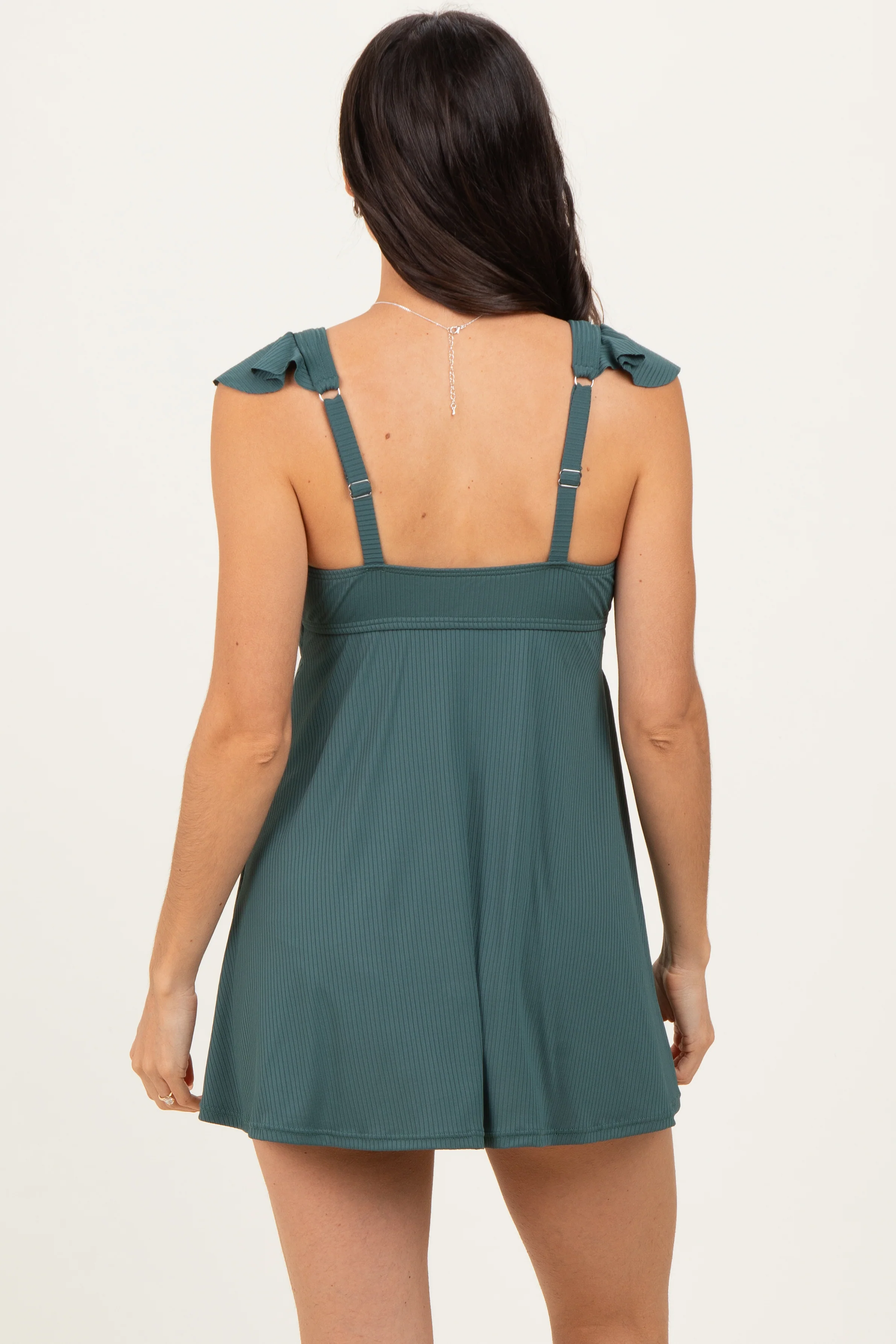 Forest Green Tie Front Cutout Swim Dress - Image 4