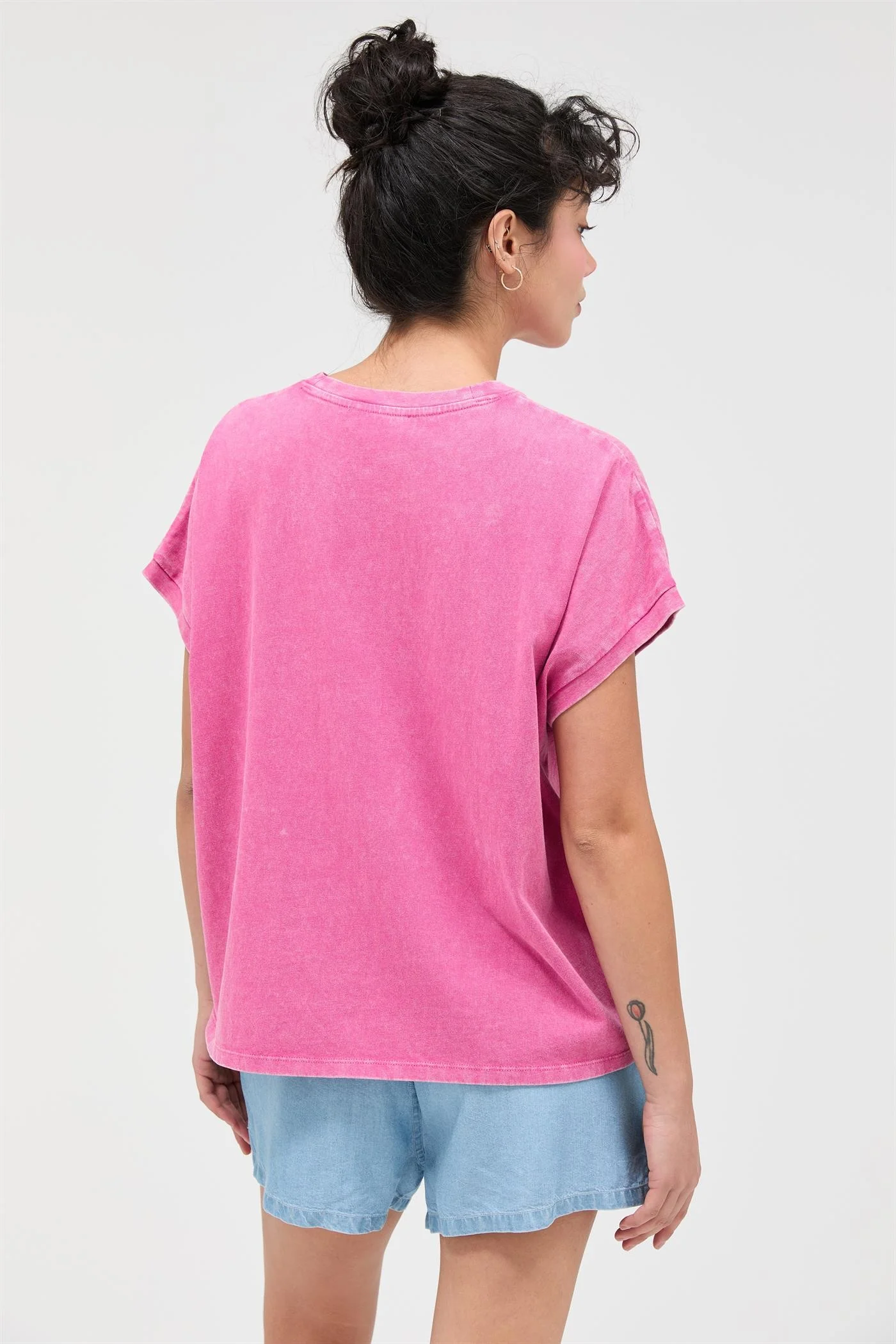 Fuchsia Mineral Wash Boxy Fit T-Shirt - Image 4