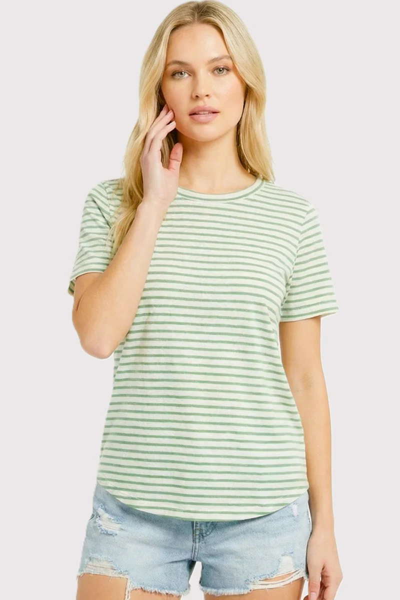 Green Striped Maternity Short Sleeve Top - Image 5