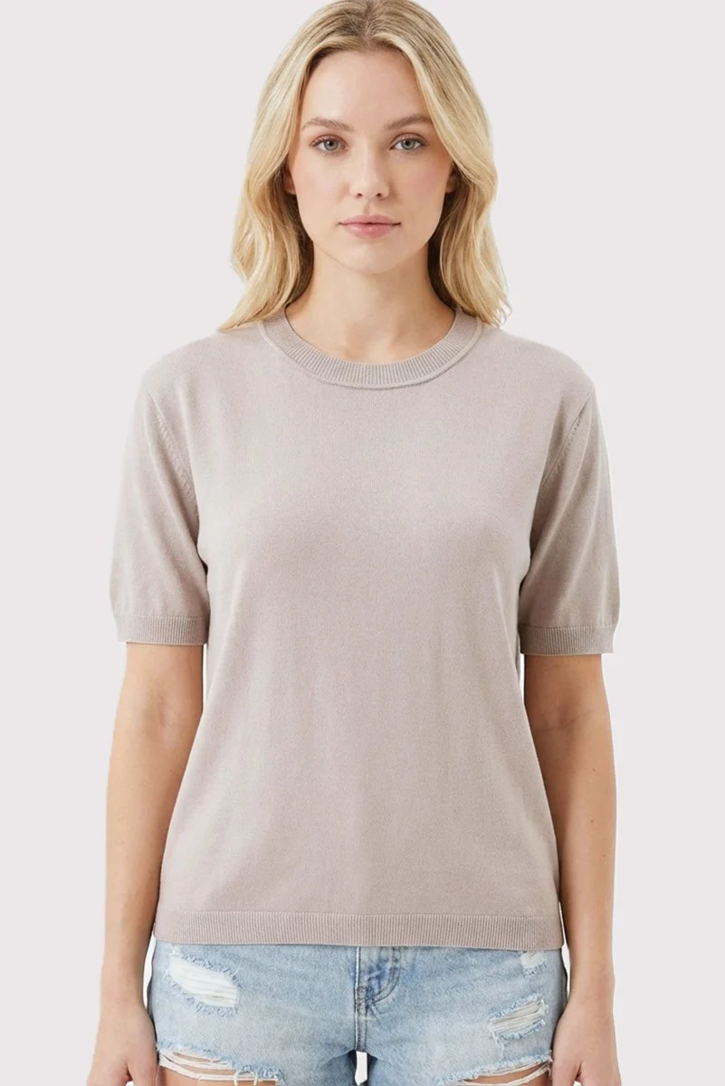 Grey Crew Neck Solid Maternity Sweater - Image 5