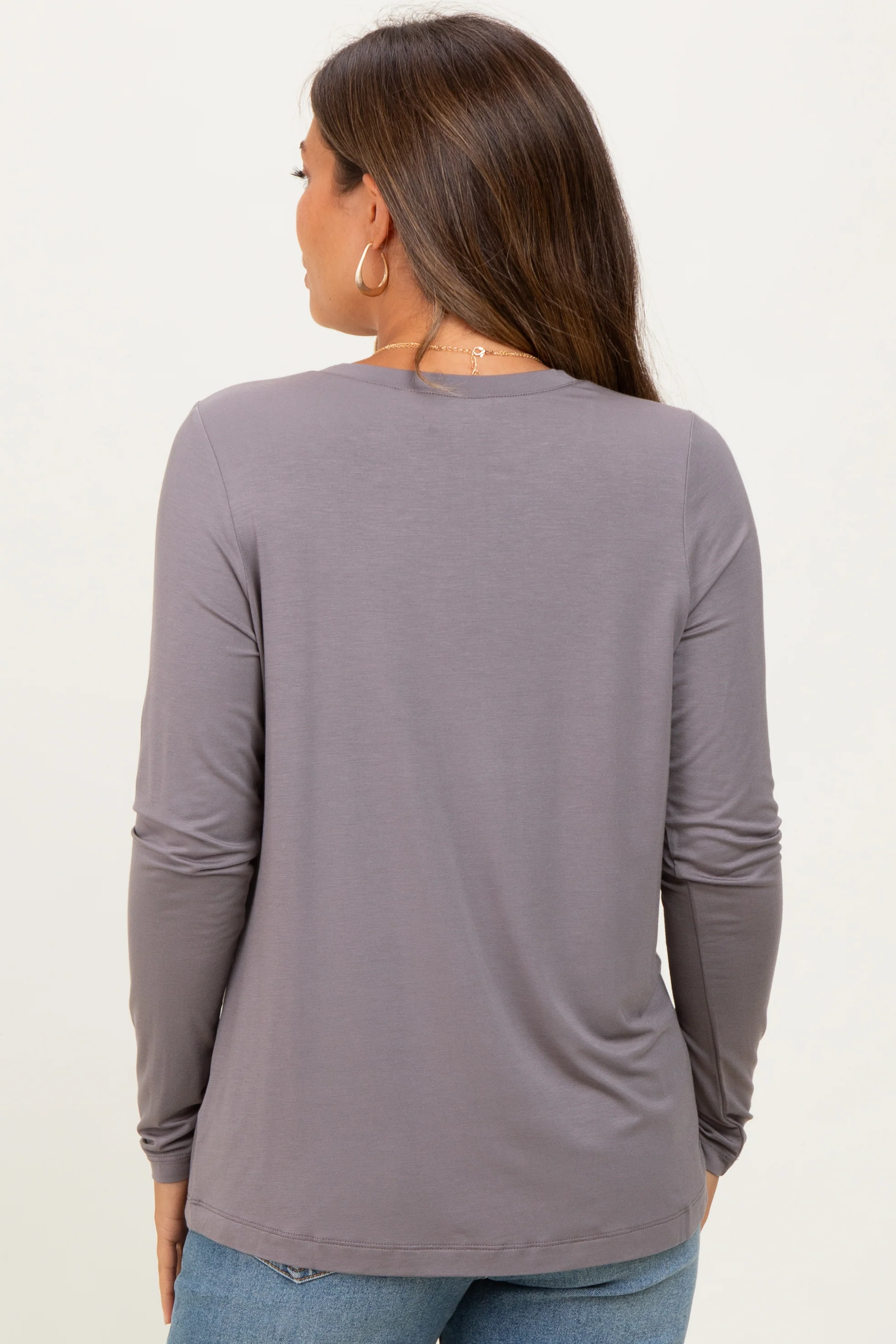 Grey Long Sleeve Maternity Top - Image 4