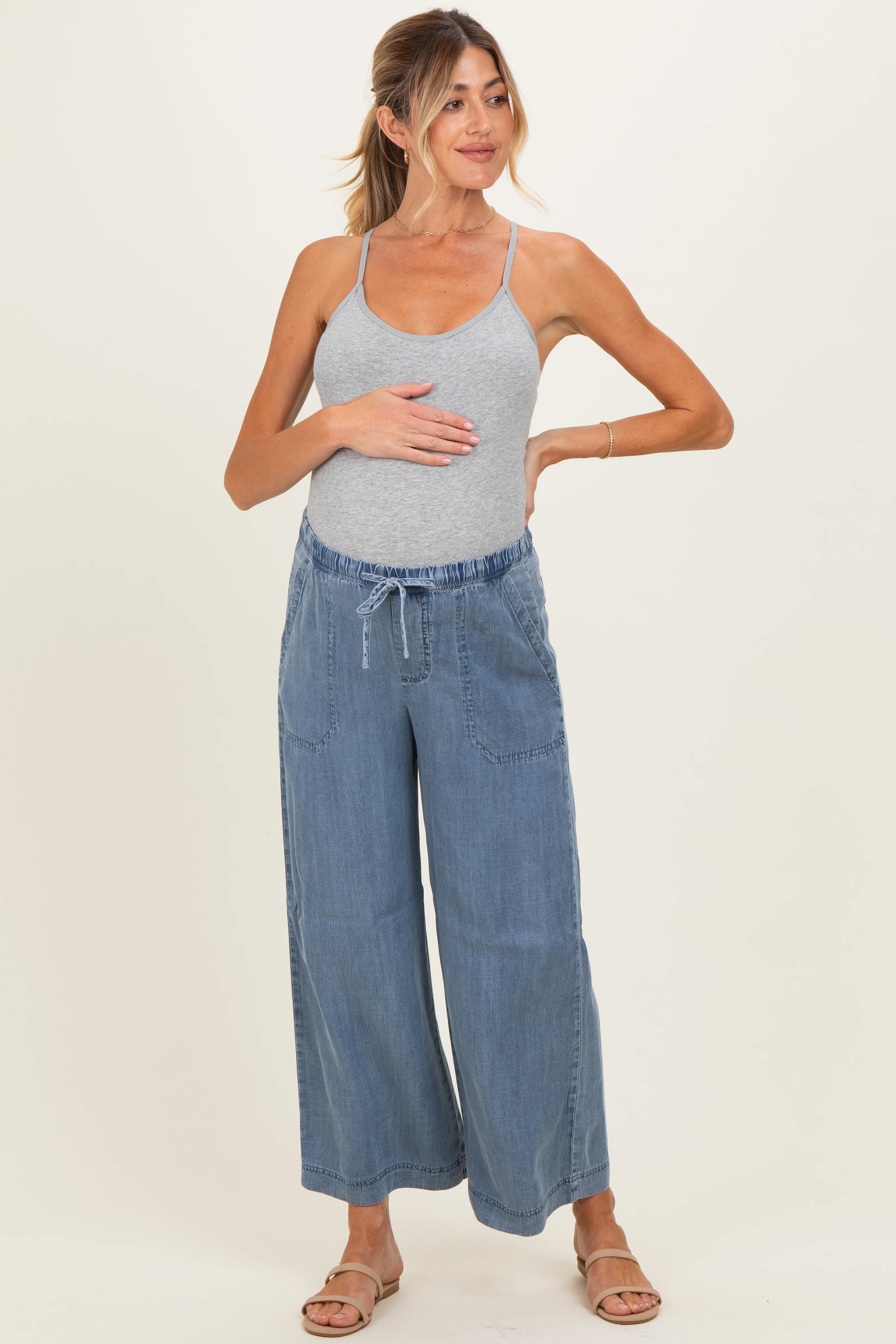 Heather Grey Basic Adjustable Strap Maternity Cami - Image 4