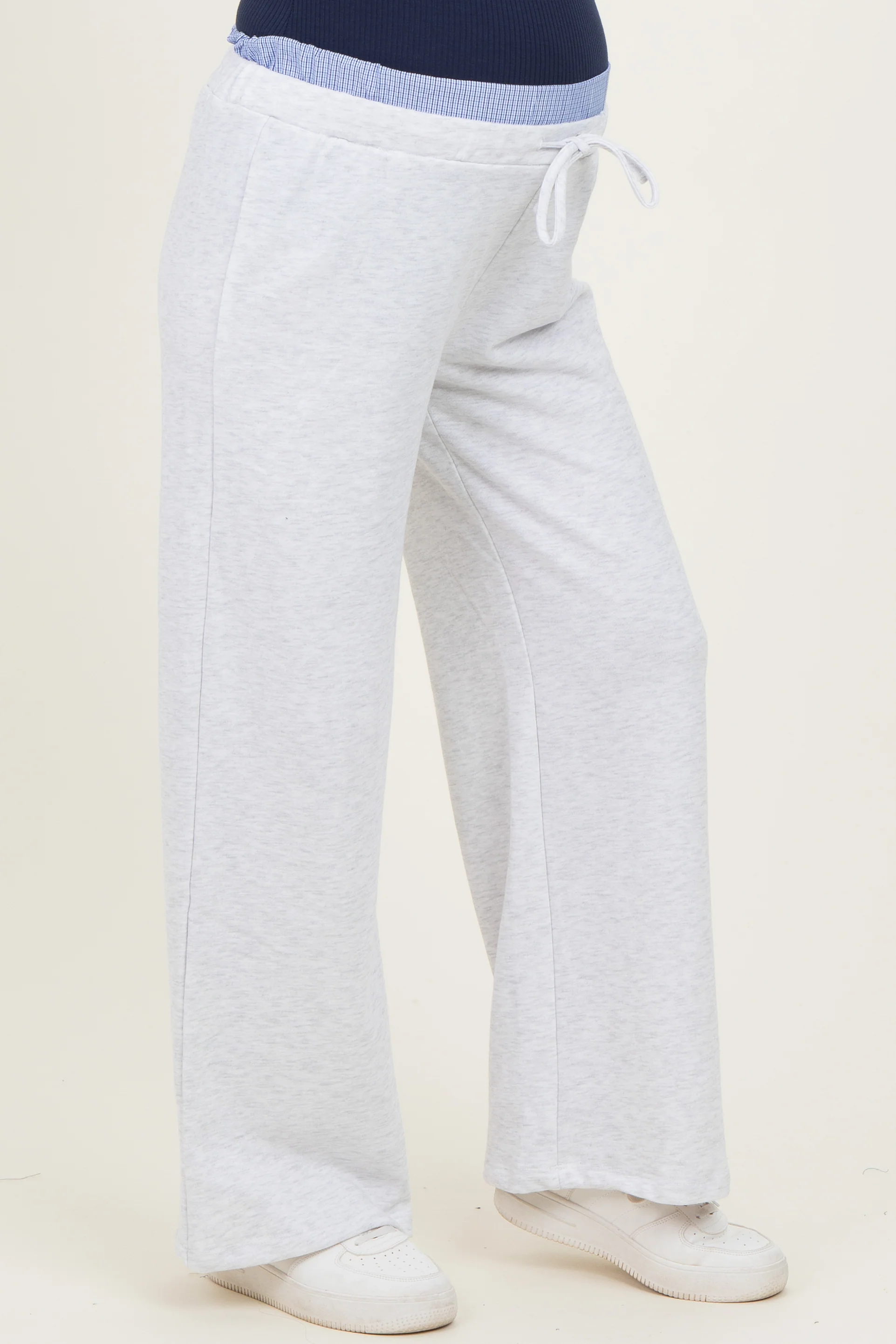 Heather Grey Contrast Waistband Maternity Lounge Pants - Image 4