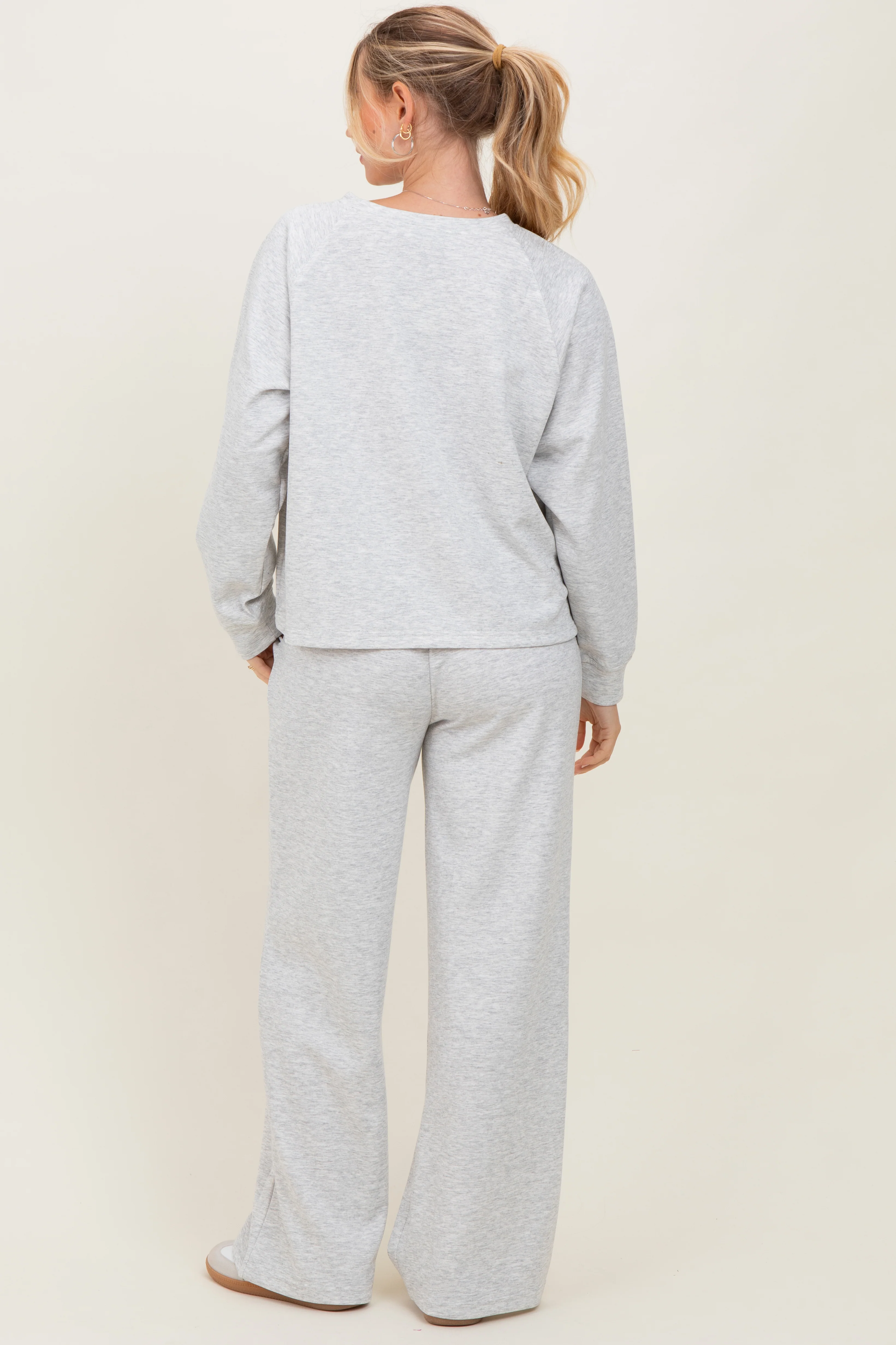 Heather Grey Crewneck Pullover Pant Set - Image 4