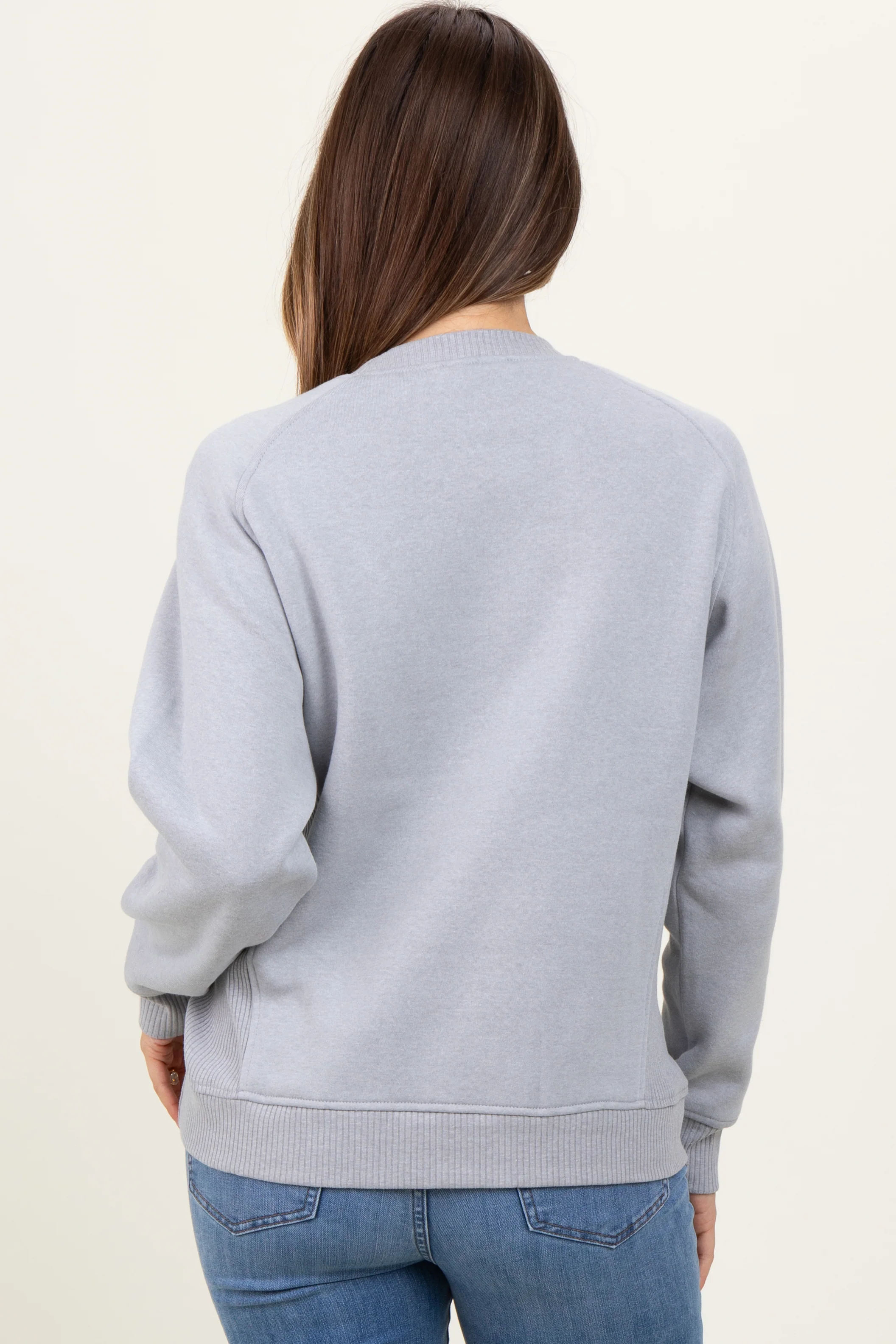 Heather Grey Fleece Maternity Sweatshirt - Image 3