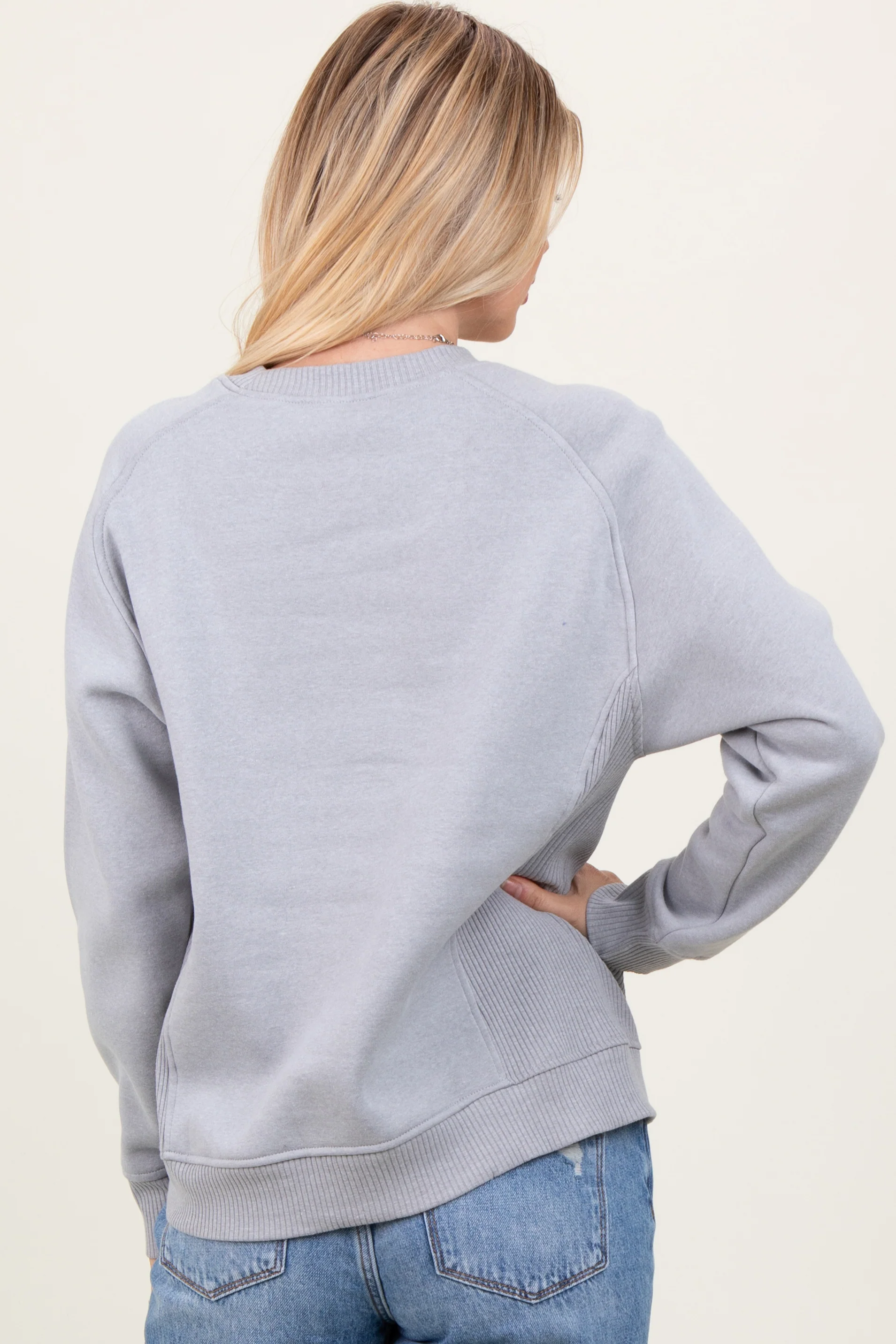 Heather Grey Fleece Sweatshirt - Image 4