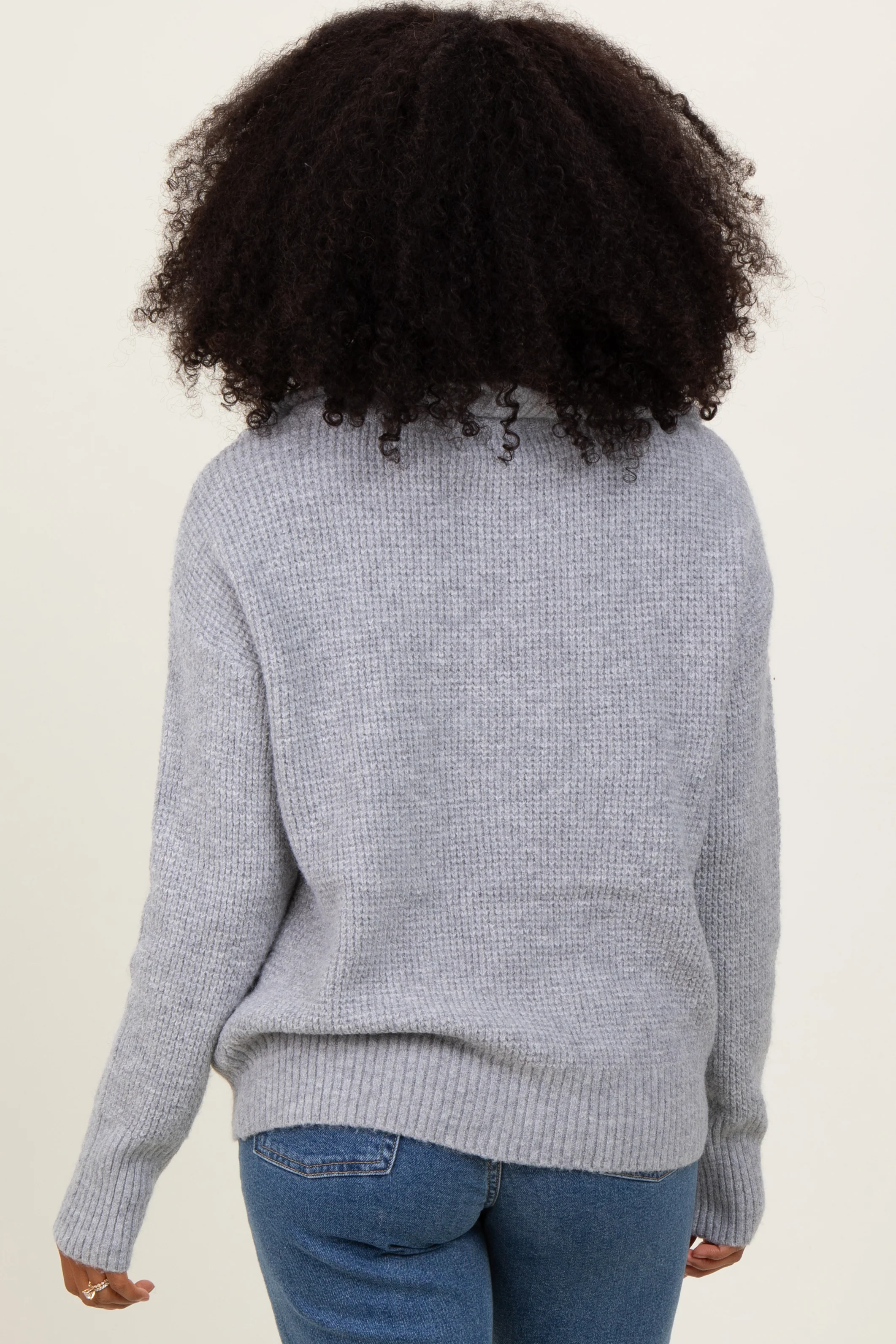 Heather Grey Half Zip Pullover Sweater - Image 4