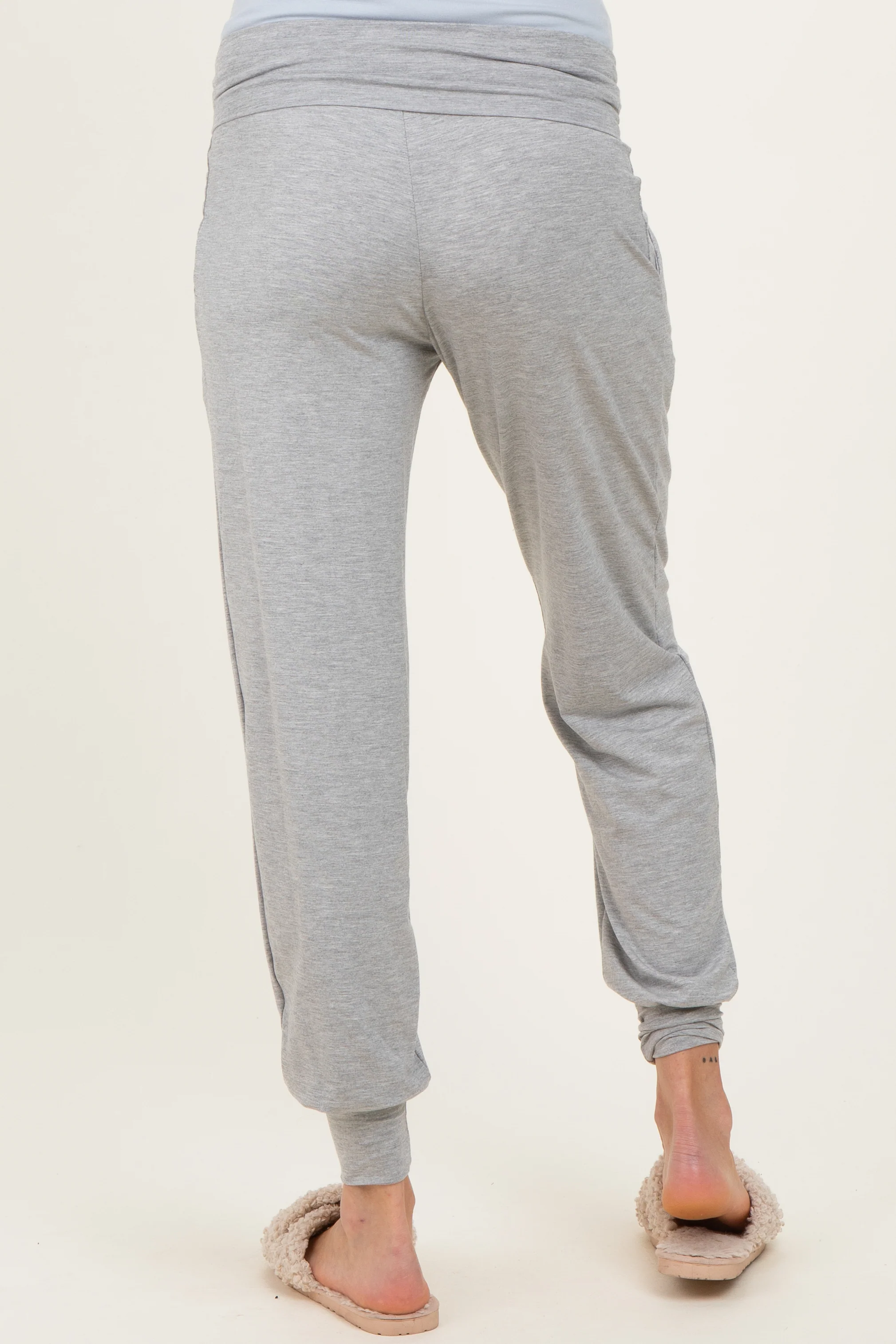 Heather Grey Maternity Band Jogger Pants - Image 4