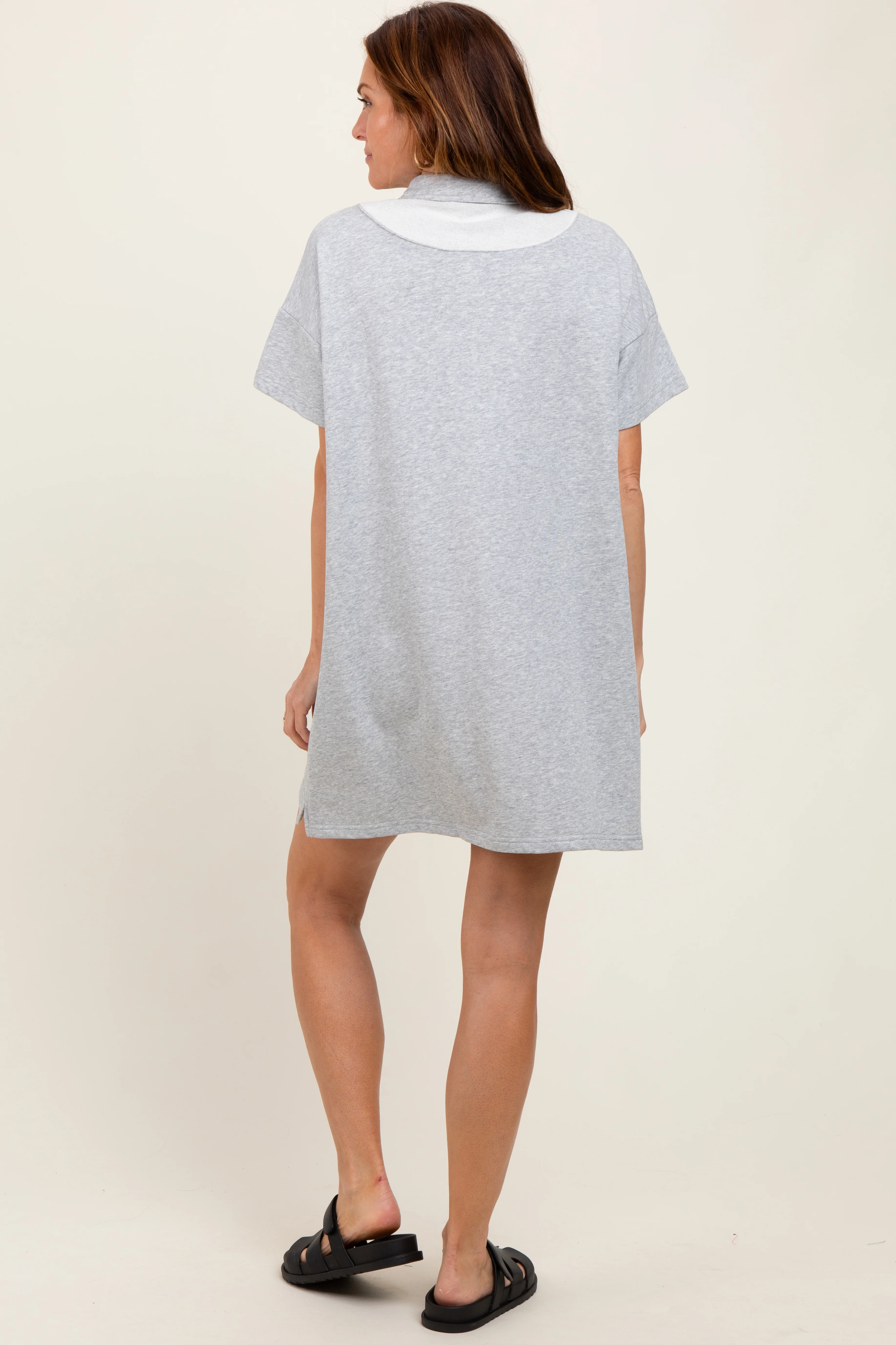 Heather Grey Mini Polo Dress - Image 4