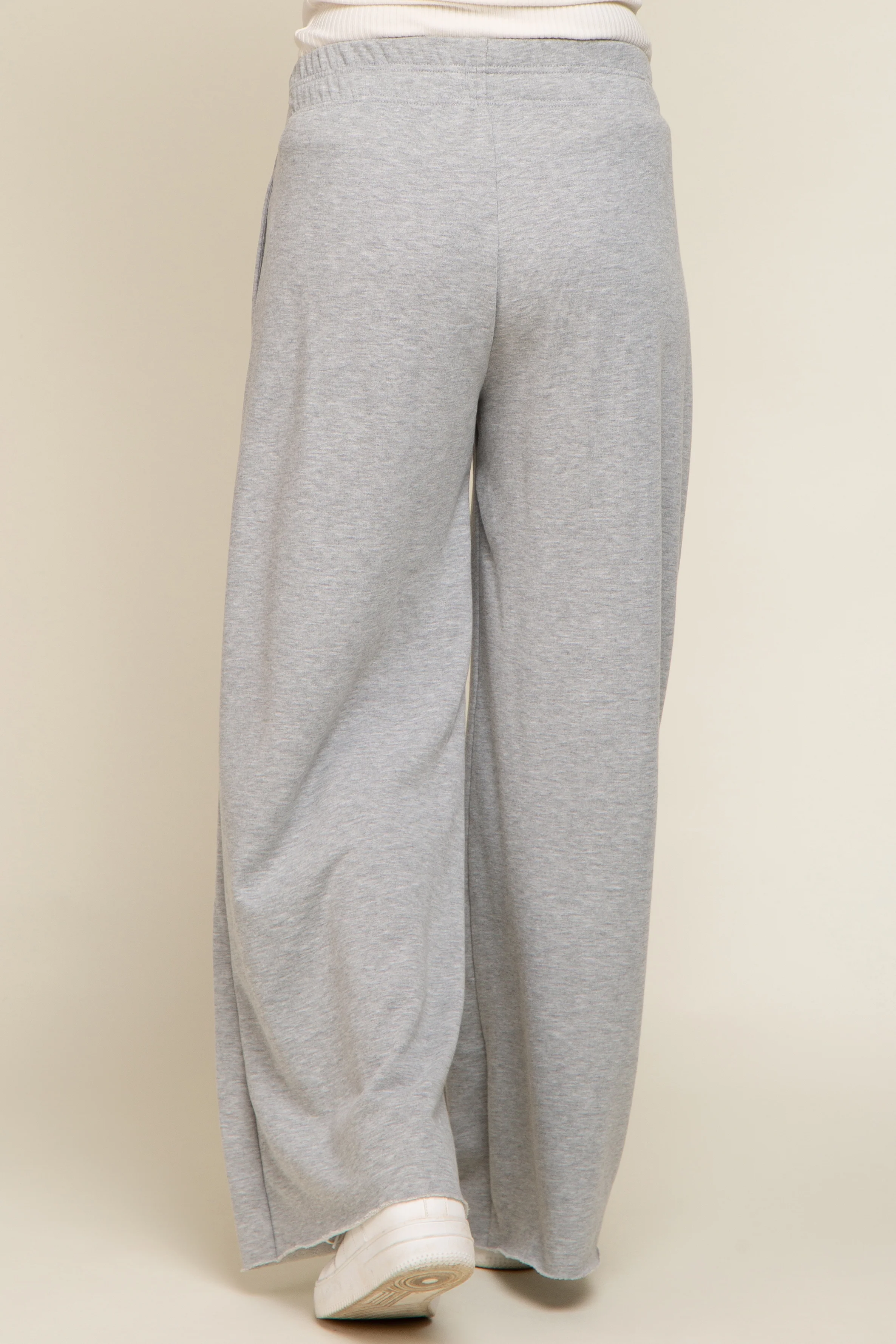 Heather Grey Soft Fleece Wide Leg Maternity Lounge Pants - Image 4