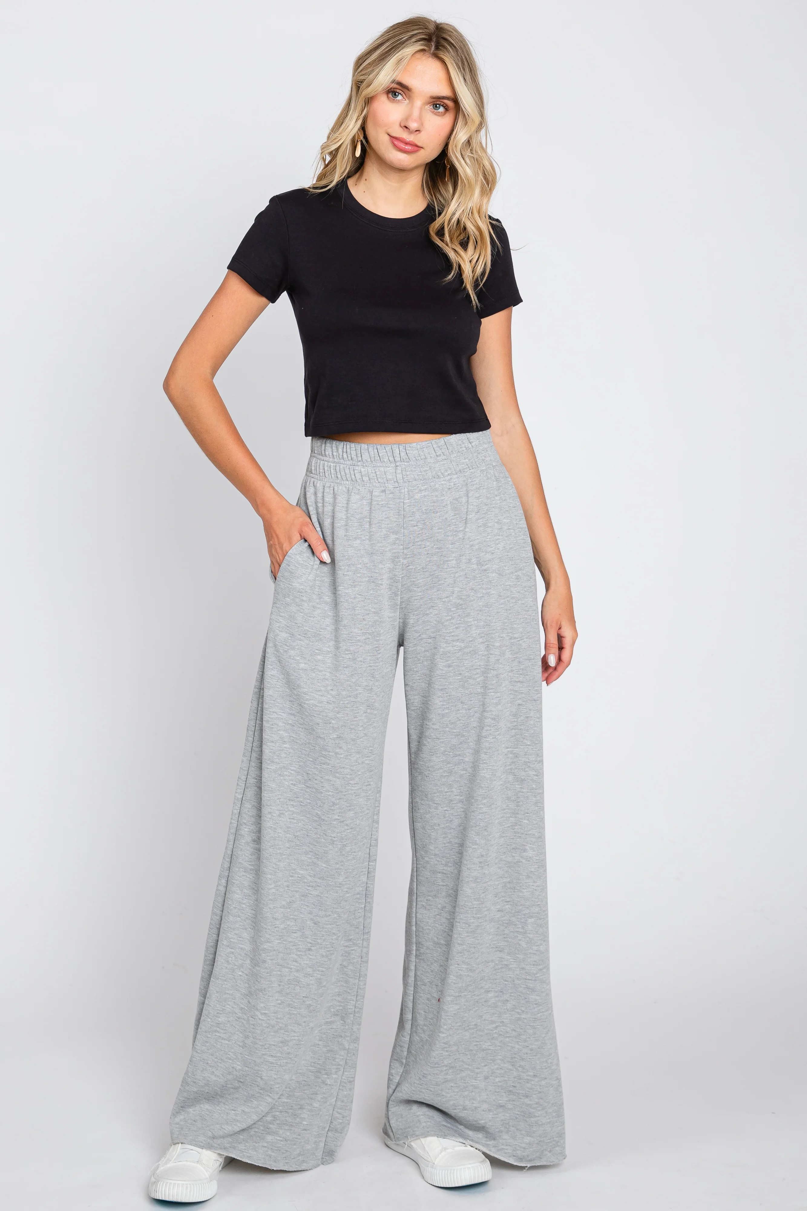 Heather Grey Soft Fleece Wide Leg Maternity Lounge Pants - Image 6