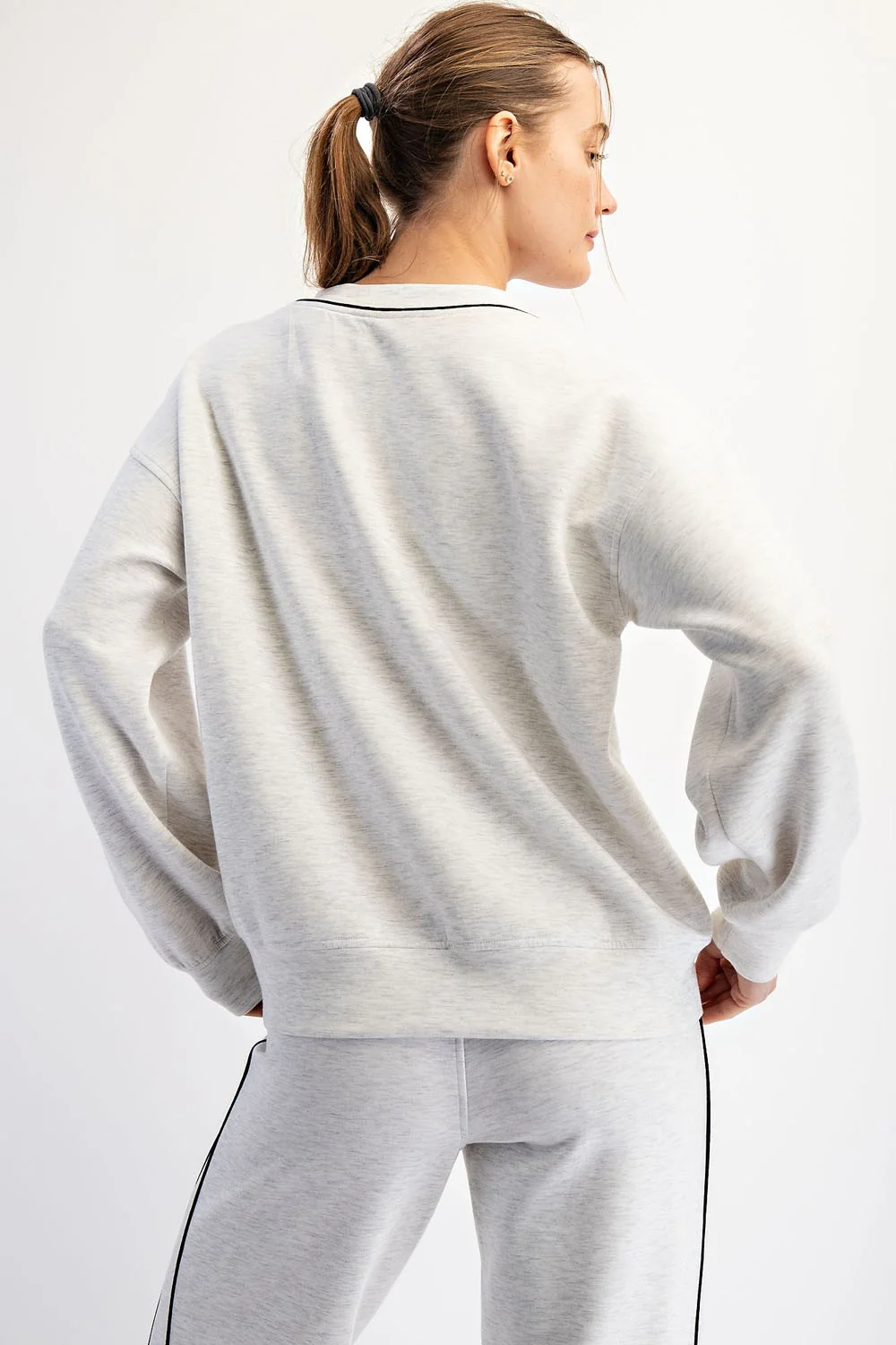 Heather Grey V-Neck Sweatshirt - Image 4