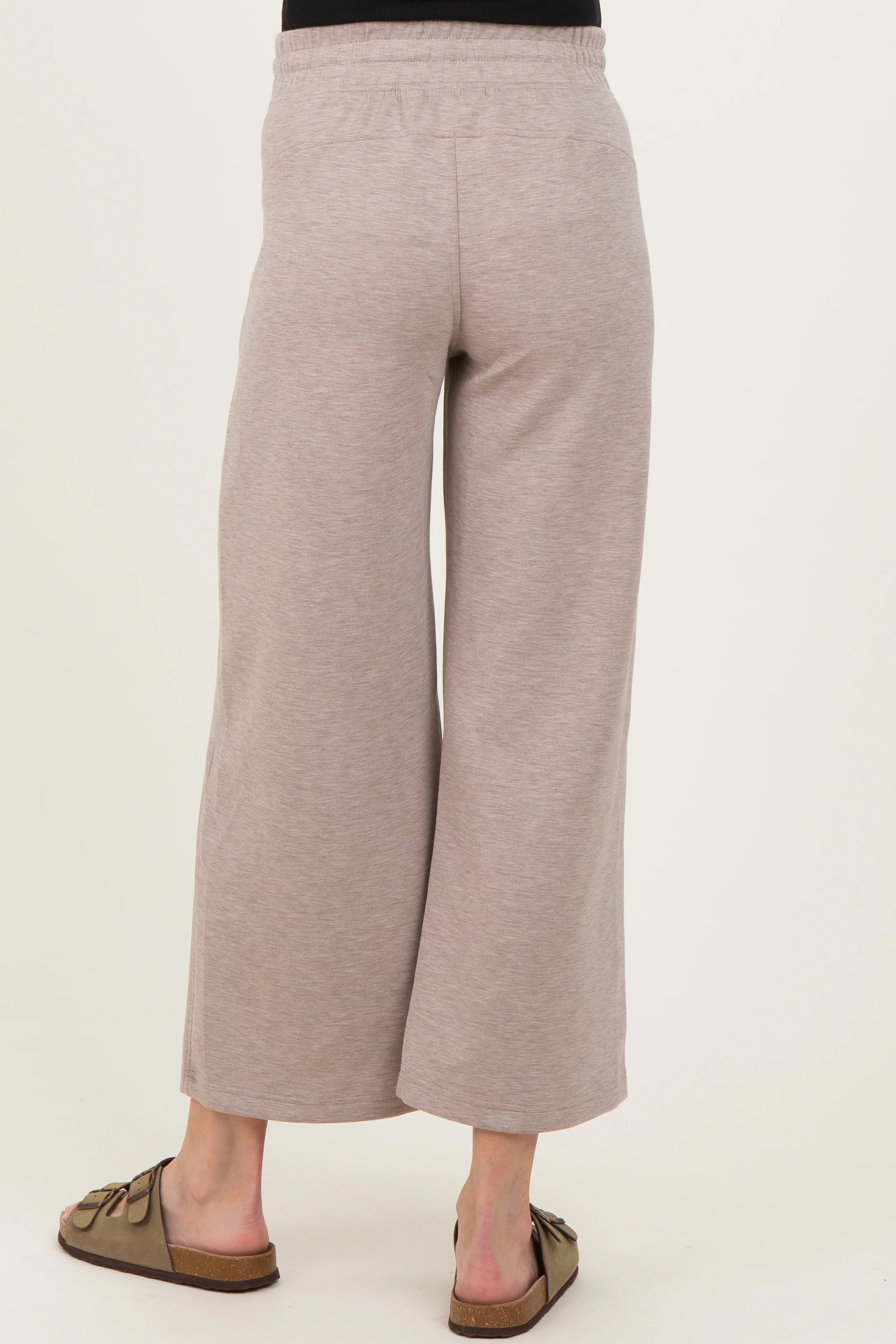 Heather Taupe Ankle Wide Leg Maternity Lounge Pants - Image 4