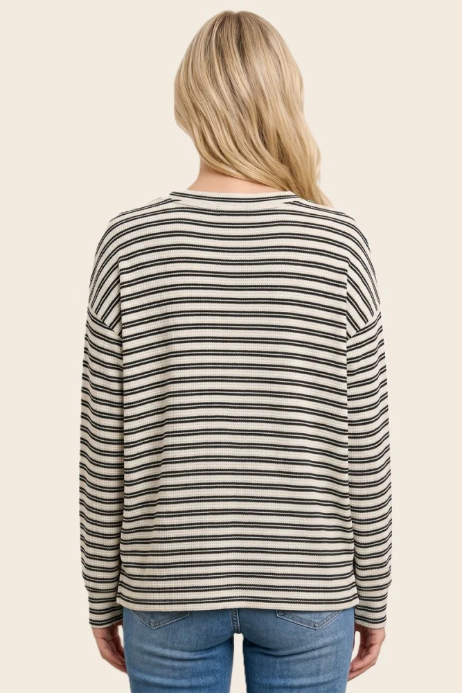 Hunter Green Striped Long Sleeve Top - Image 3