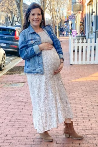Ivory Floral Smocked Maternity Maxi Dress - Image 23
