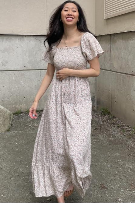 Ivory Floral Smocked Maxi Dress - Image 5