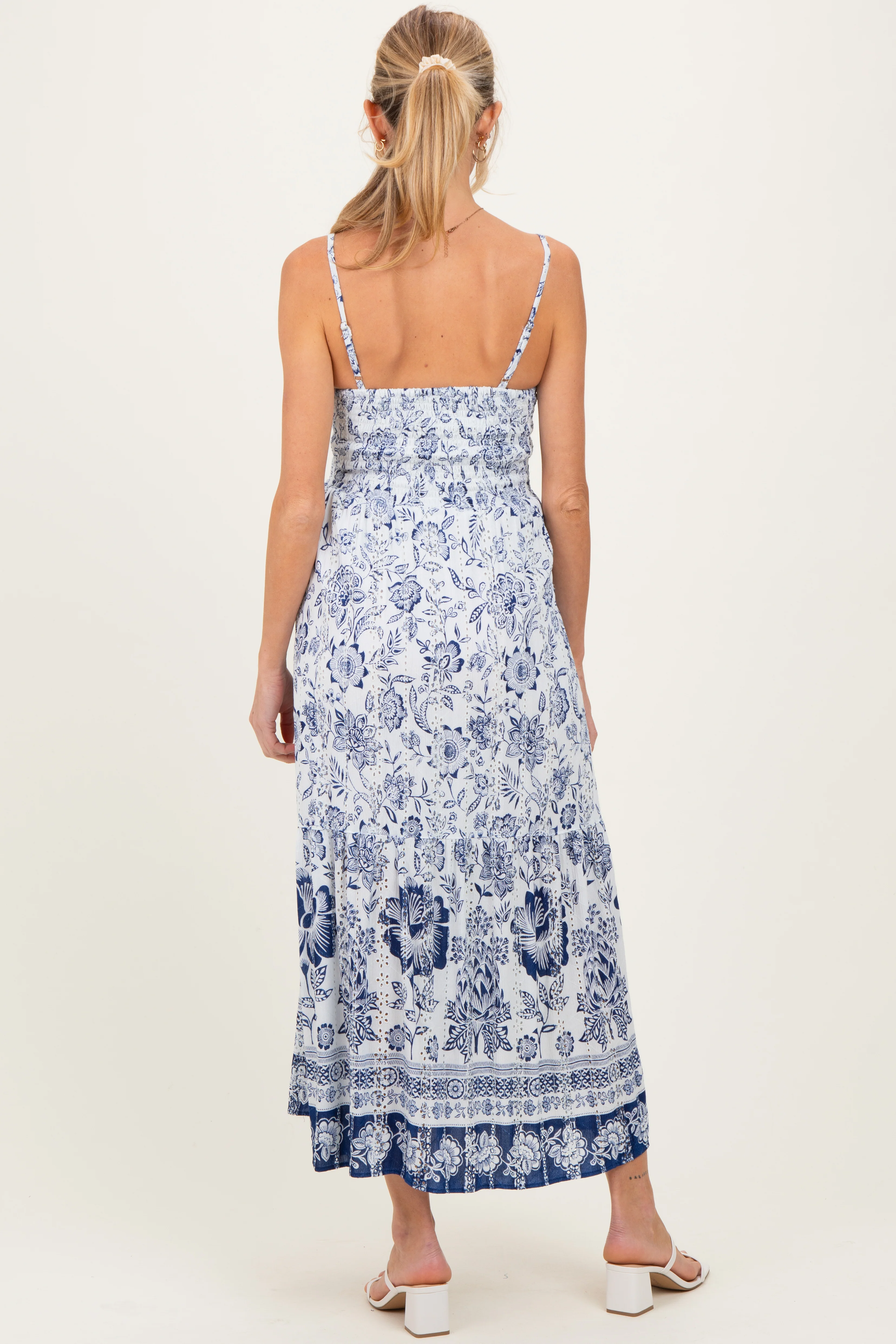 Ivory Floral Twisted Front Maternity Maxi Dress - Image 4