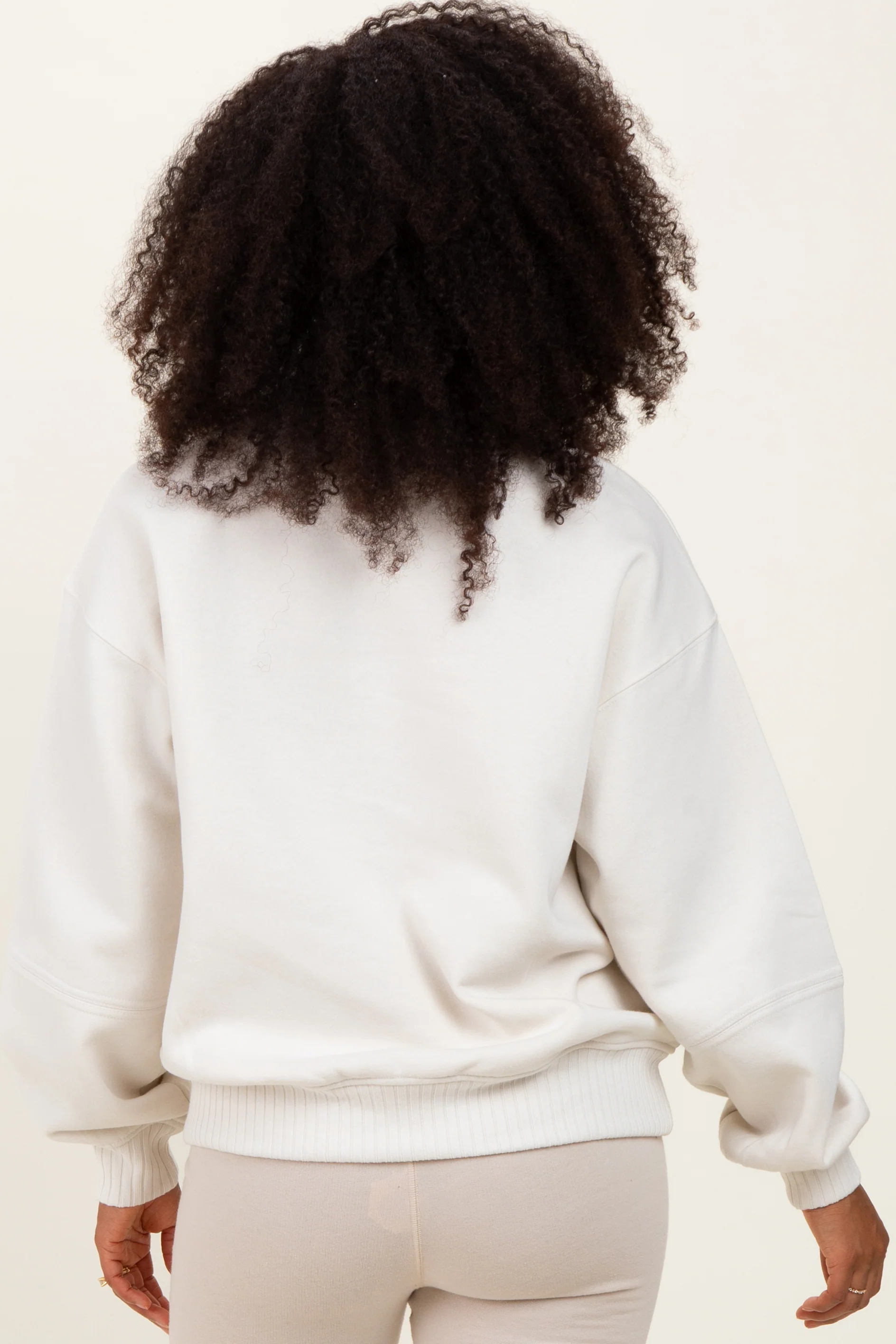 Ivory French Terry Quarter Zip Pullover - Image 3