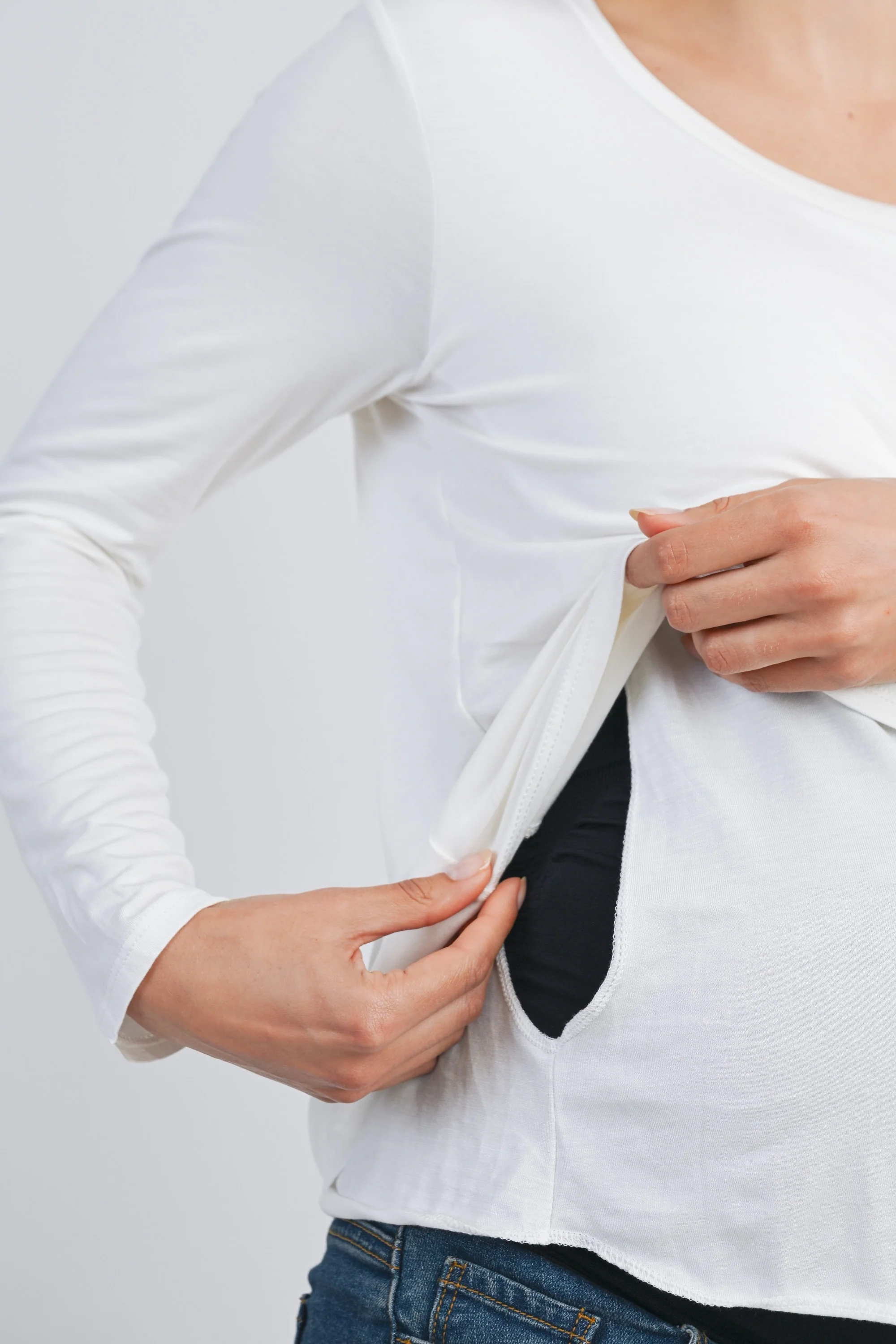 Ivory Inner Layer Maternity/Nursing Long Sleeve Top - Image 2