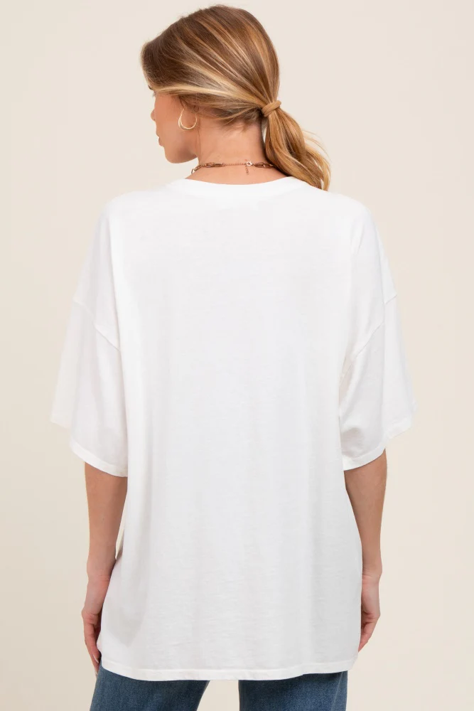 Ivory Mineral Washed Oversized Maternity T-Shirt - Image 3