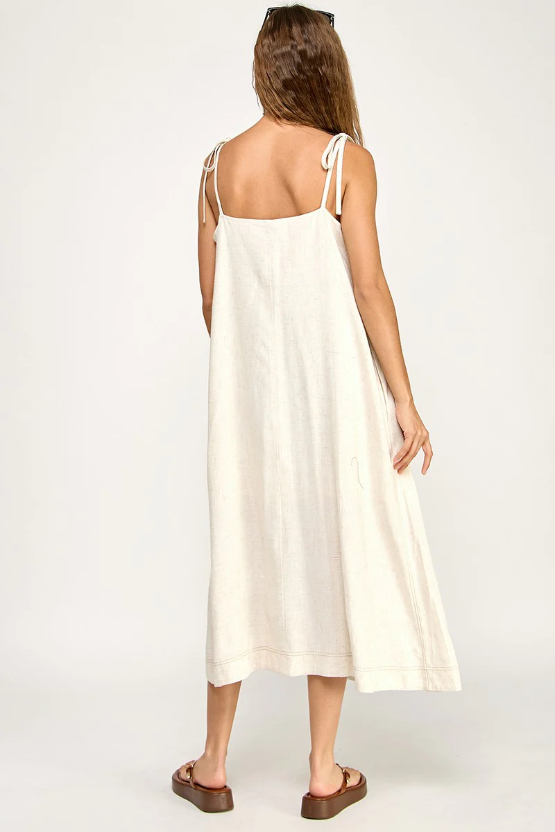 Ivory Shoulder Tie Midi Dress - Image 5