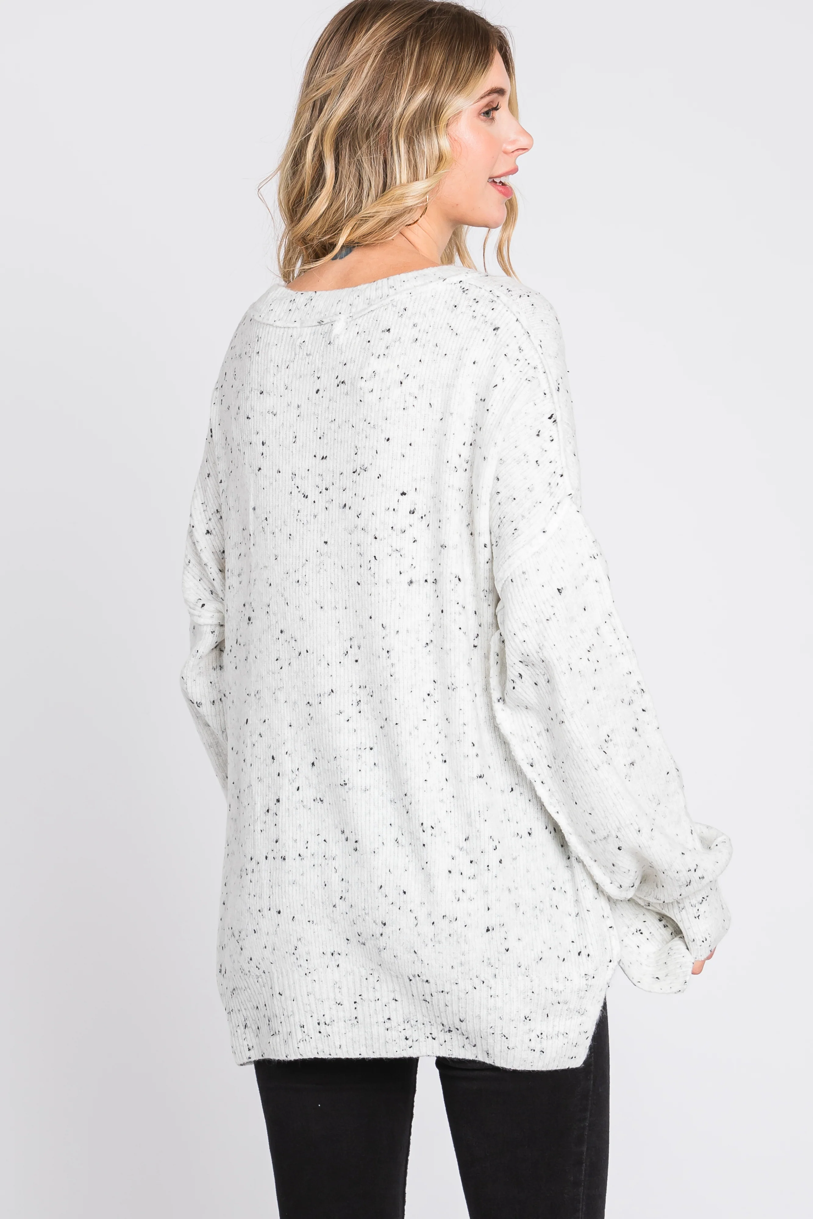 Ivory Speckled Knit Sweater - Image 4