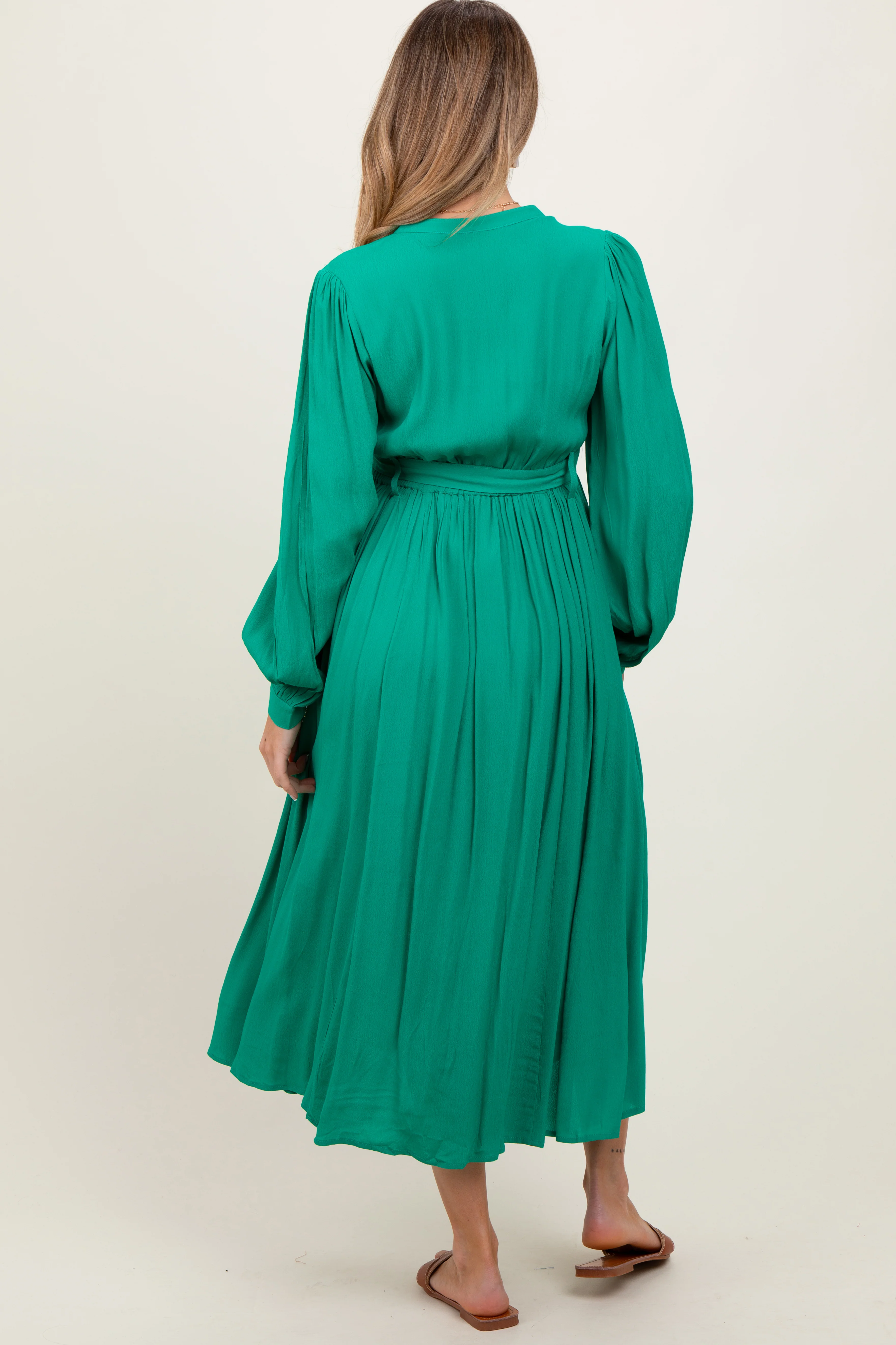 Jade Belted Long Sleeve Maternity Maxi Dress - Image 4
