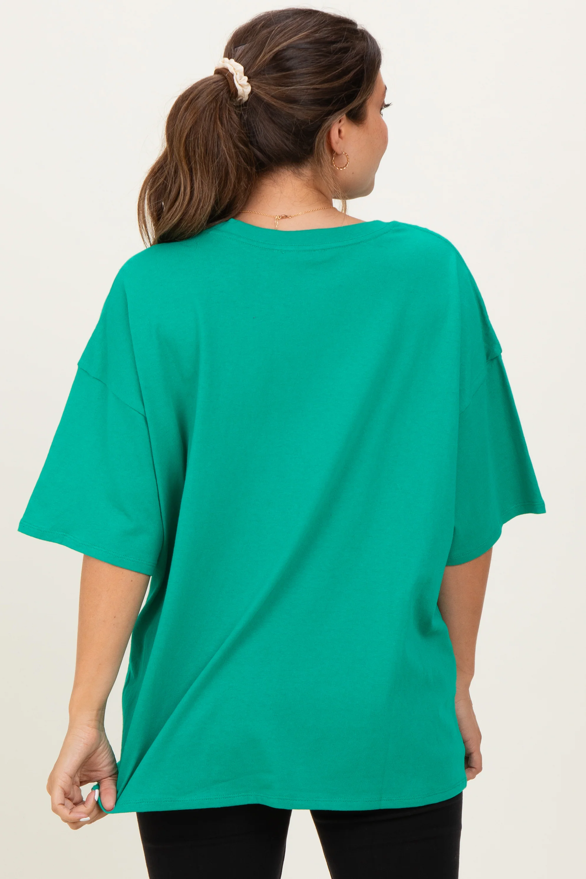 Kelly Green Cotton Oversized Maternity Tee - Image 4