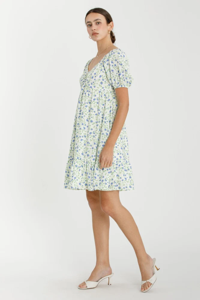 Lavender Floral Babydoll Mini Dress - Image 3