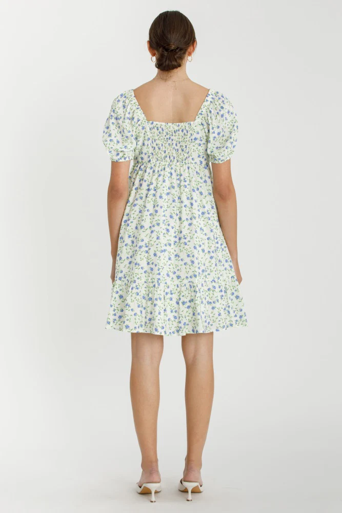 Lavender Floral Babydoll Mini Dress - Image 4