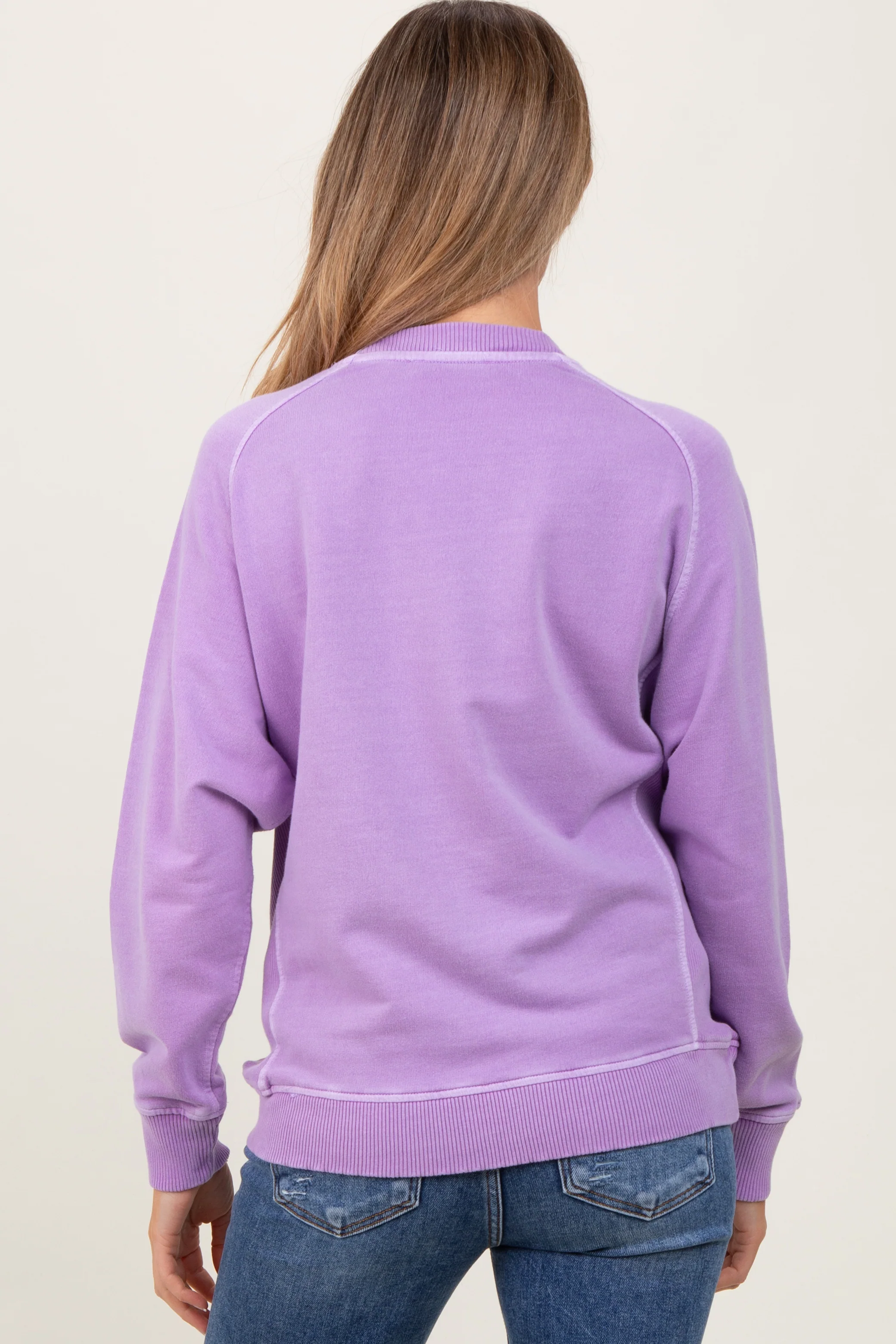 Lavender French Terry Vintage Wash Maternity Pullover - Image 4