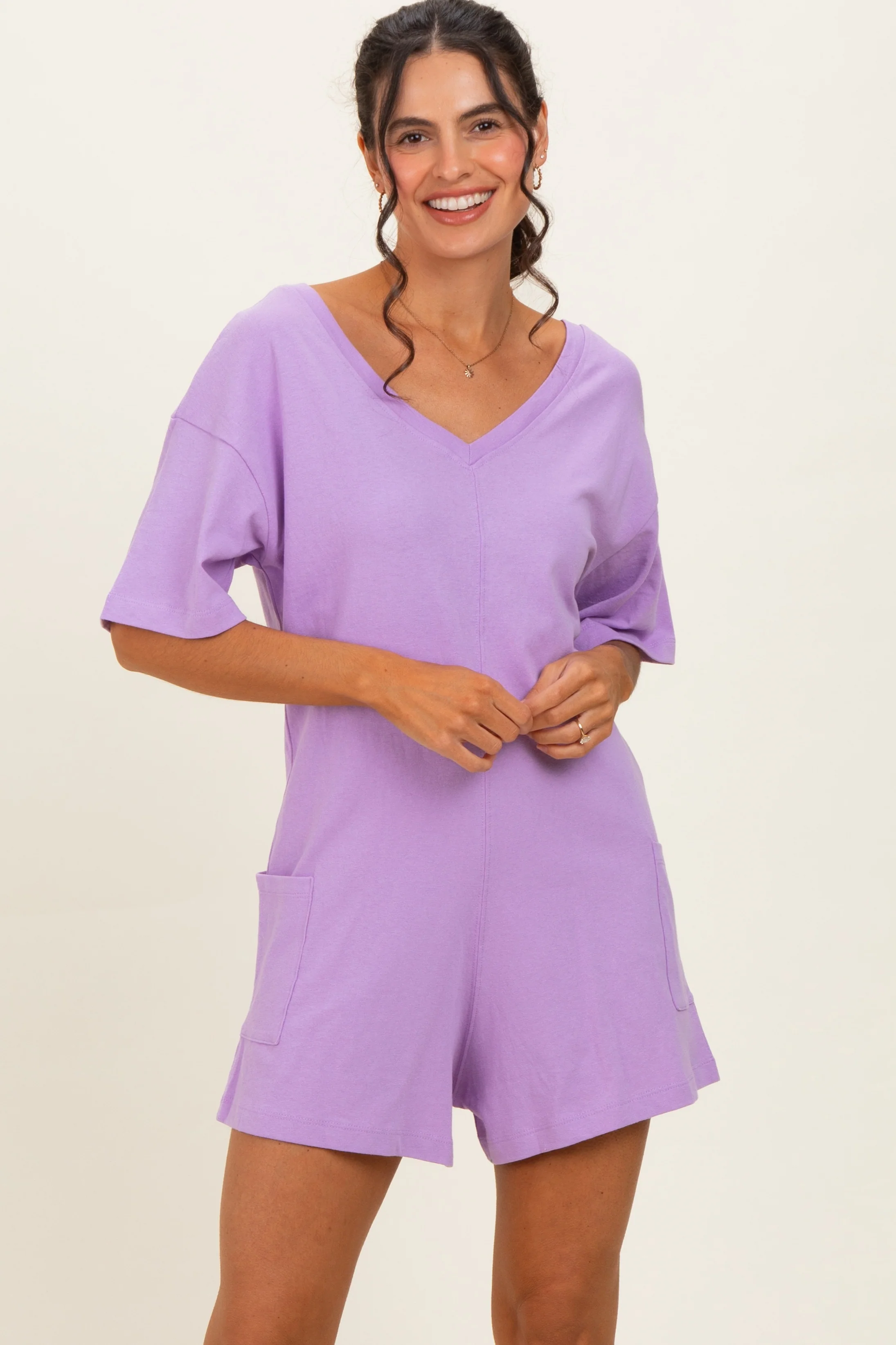 Lavender Scoop Neck Romper - Image 2