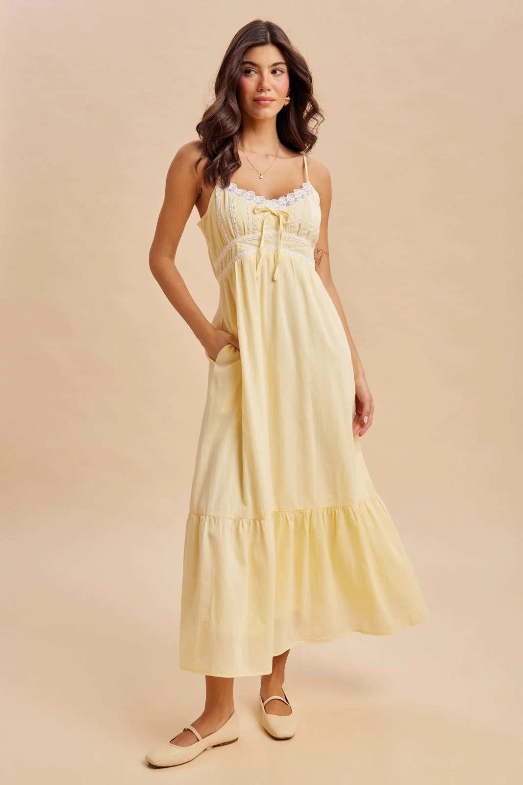 Lemon Lace Accent Maxi Dress - Image 2