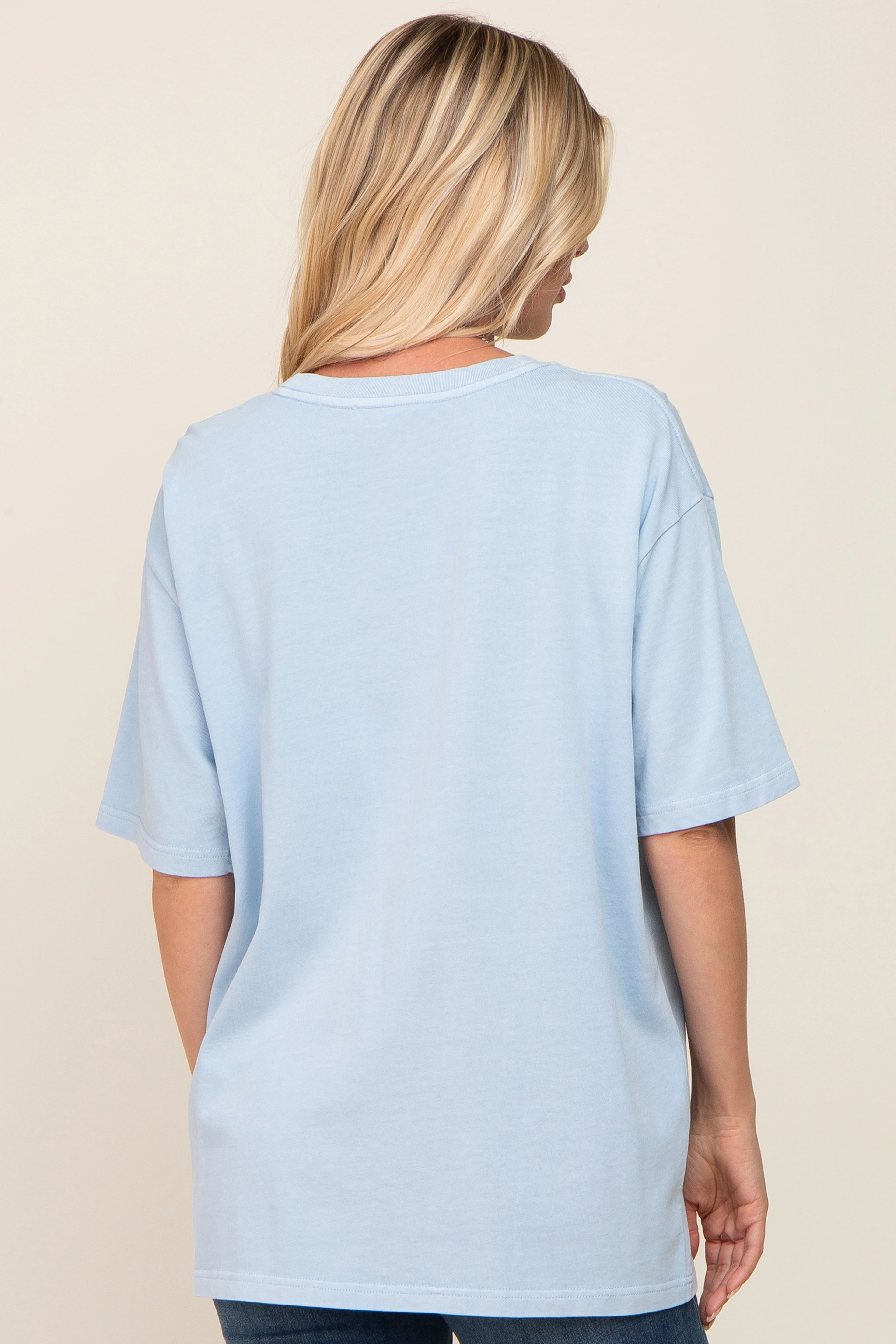 Light Blue Basic Oversized T-Shirt - Image 3