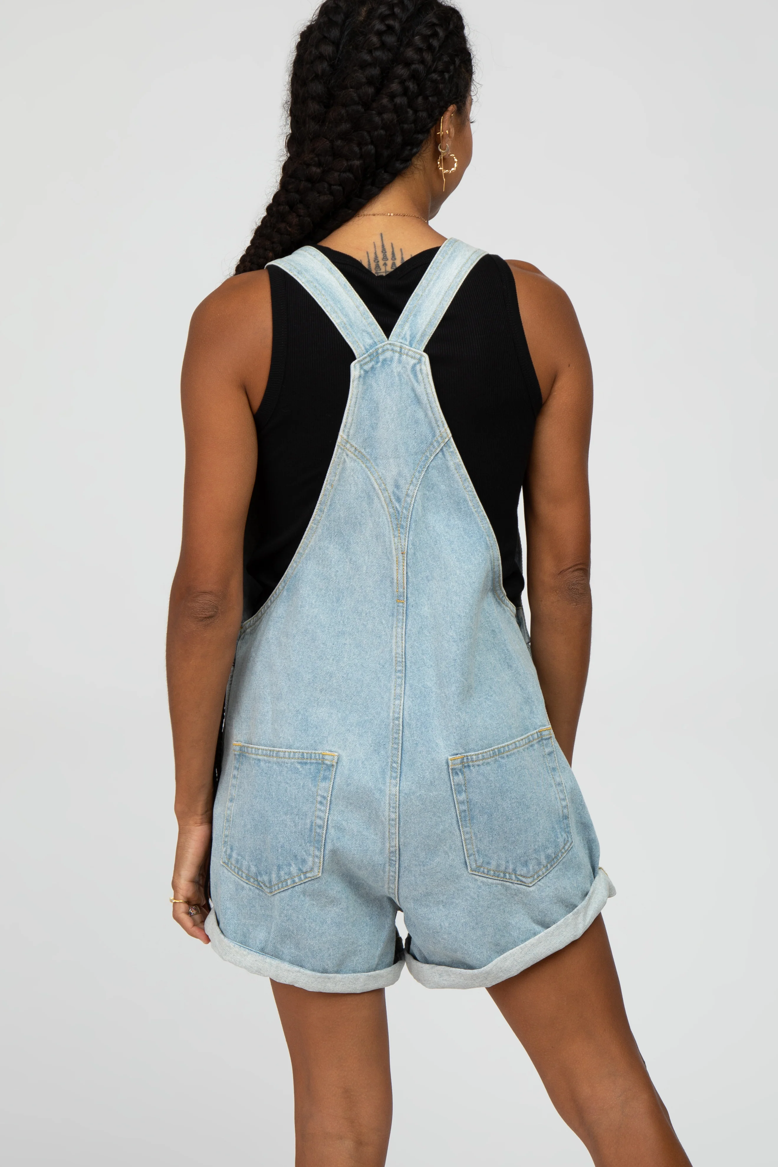 Light Blue Denim Short Overalls - Image 6