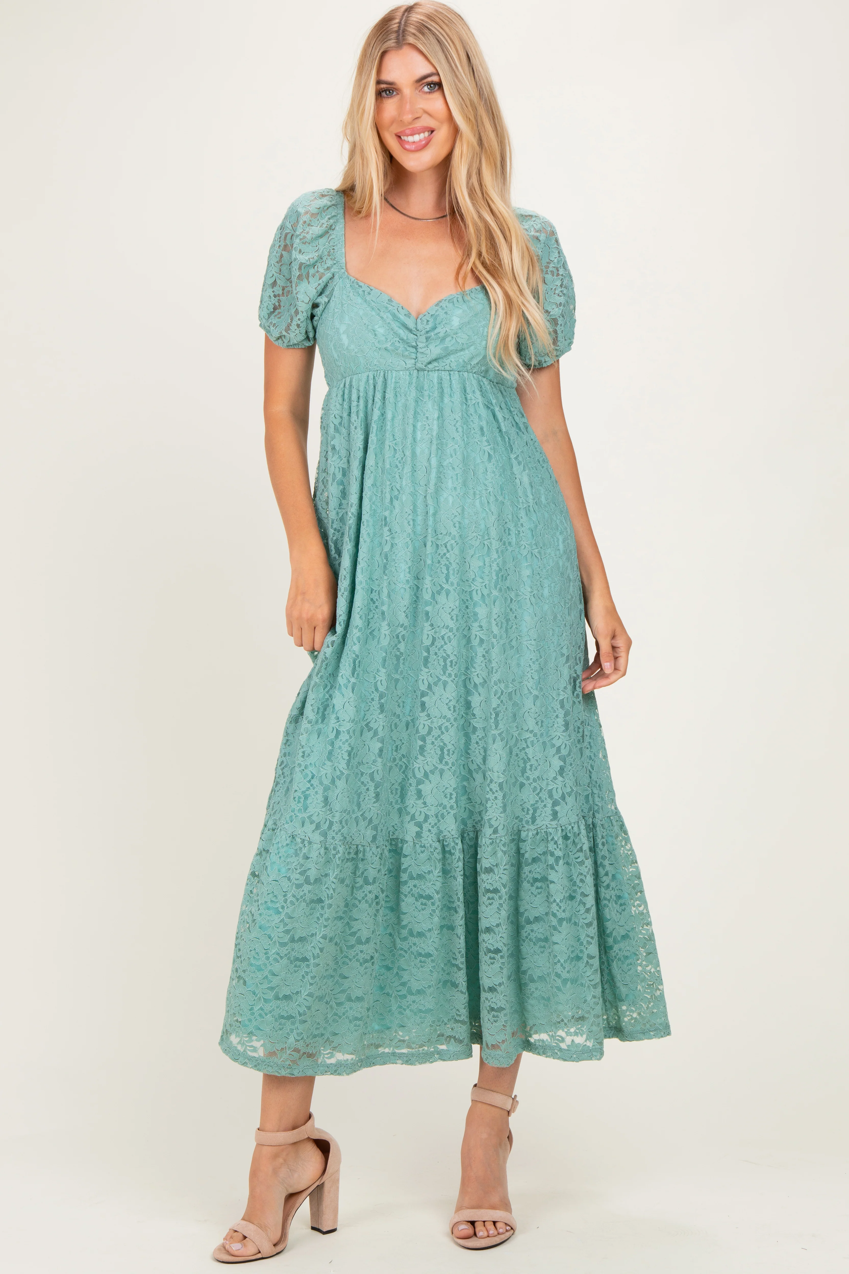 Light Blue Lace Maxi Dress