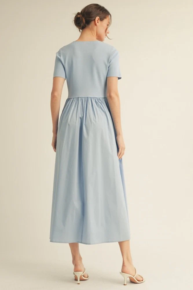 Light Blue Solid Maxi Dress - Image 3