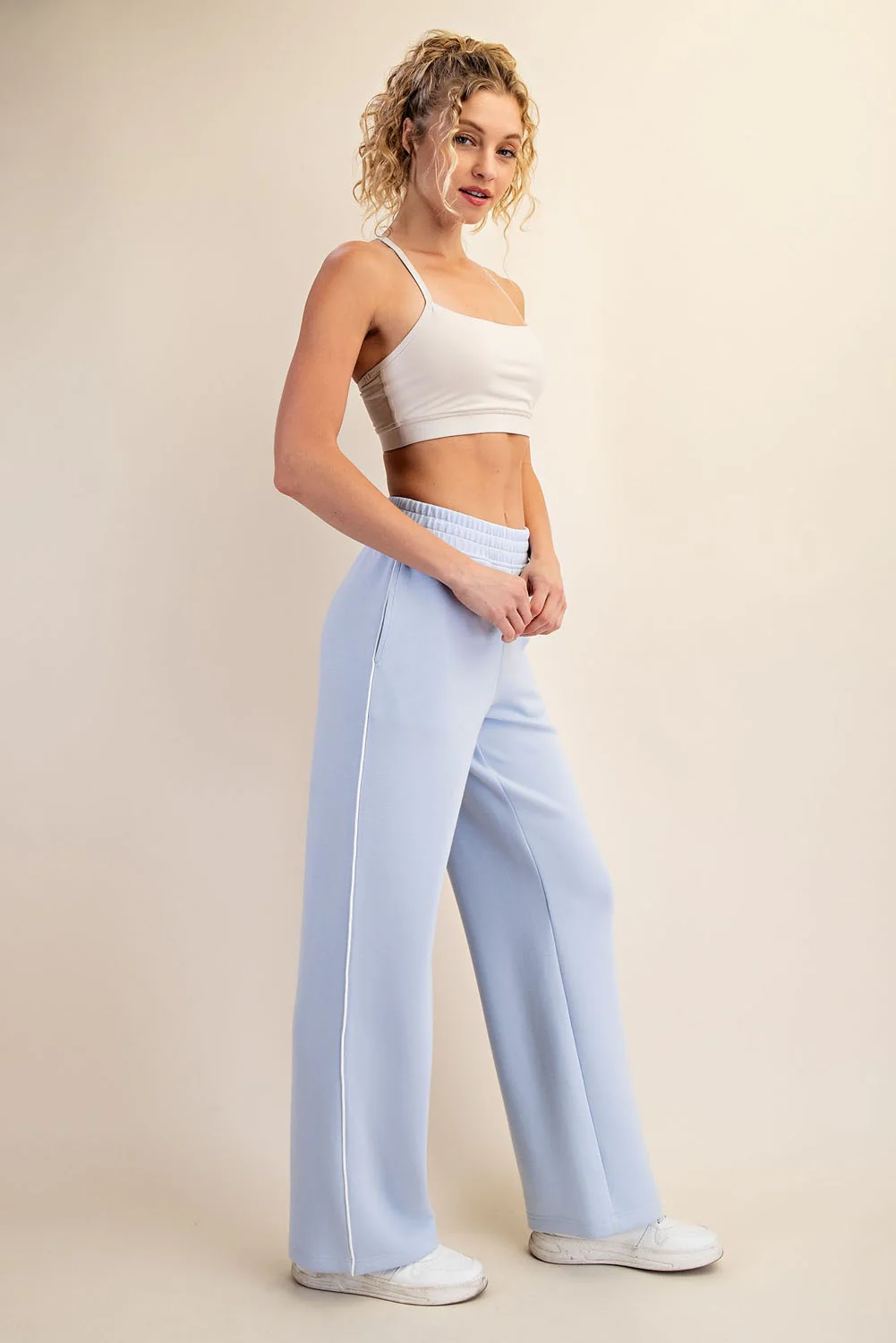 Light Blue Stripe Detail Maternity Lounge Pants - Image 5