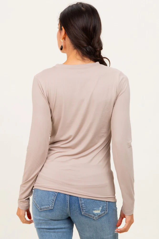 Light Mocha Basic Long Sleeve Top - Image 4