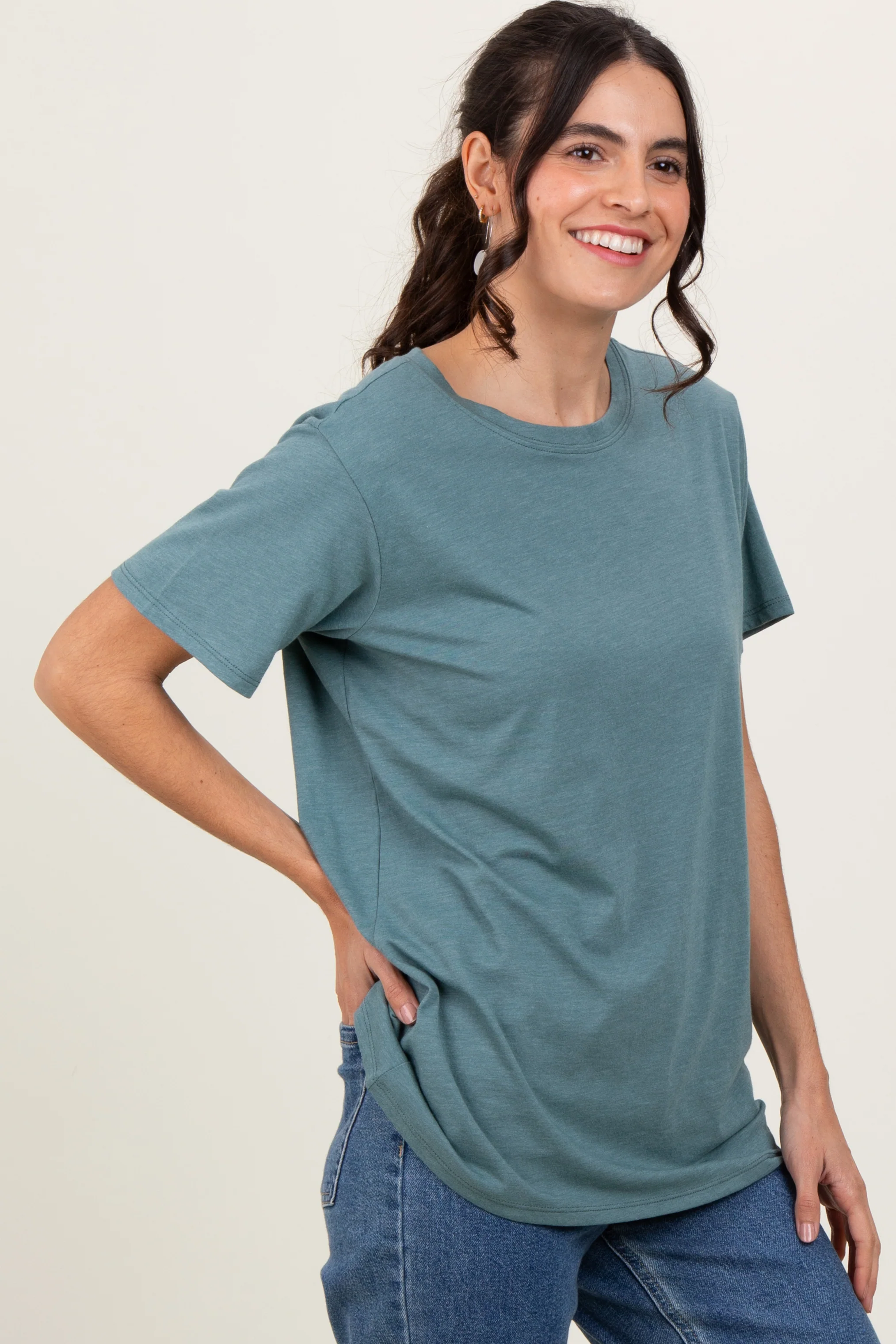 Light Olive Basic Tee - Image 3