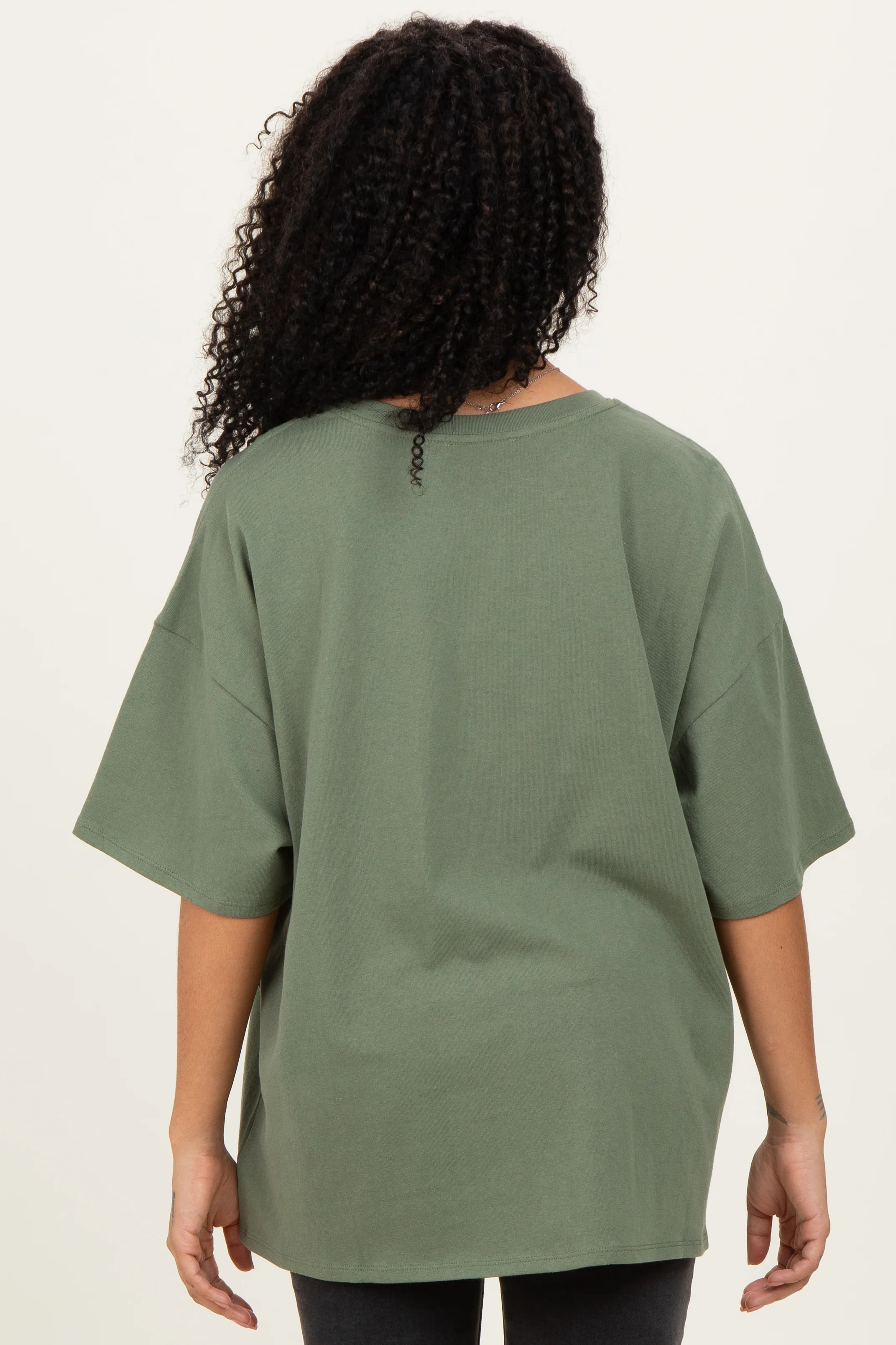 Light Olive Cotton Oversized Tee - Image 4