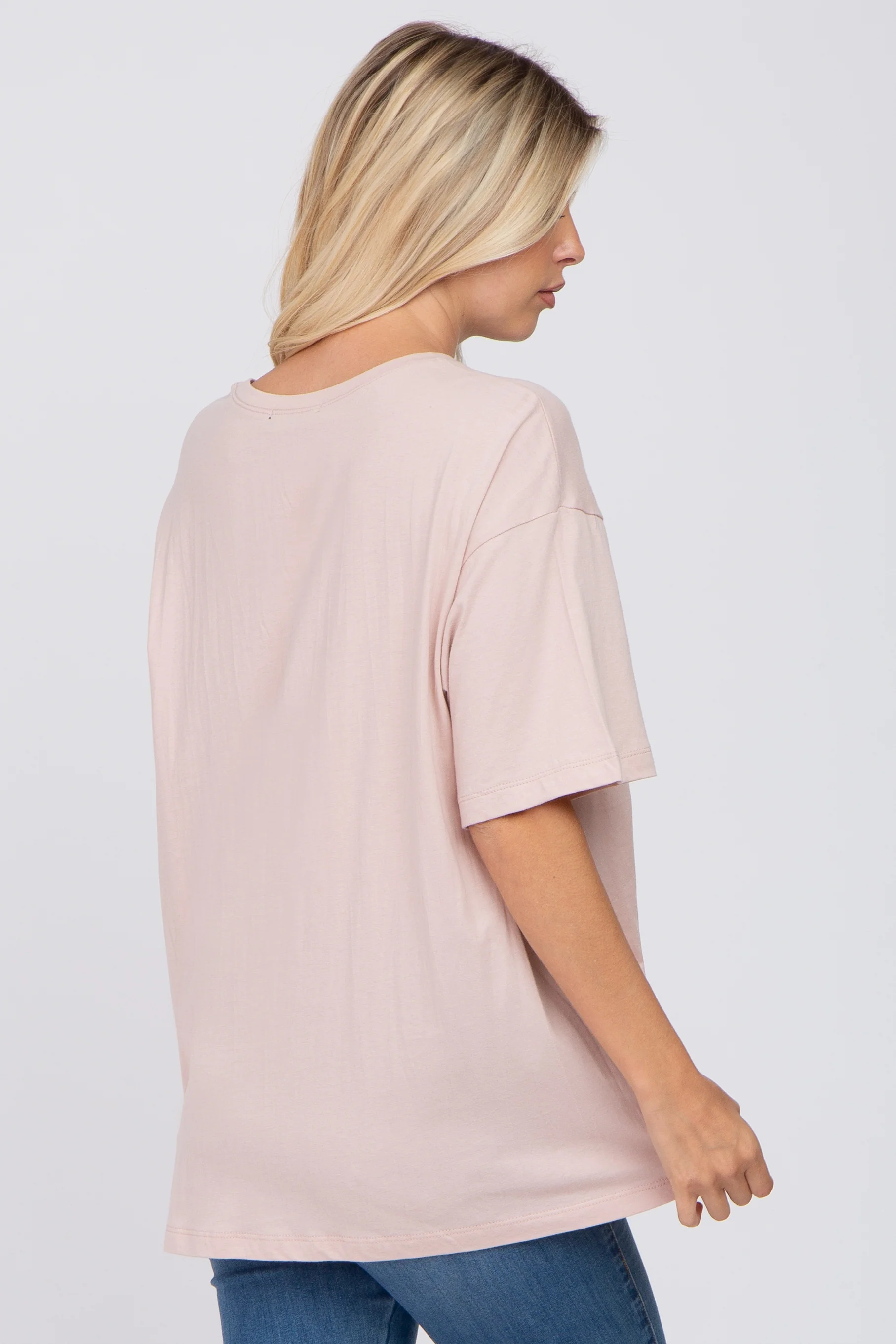Light Pink Basic Oversized Tee - Image 3