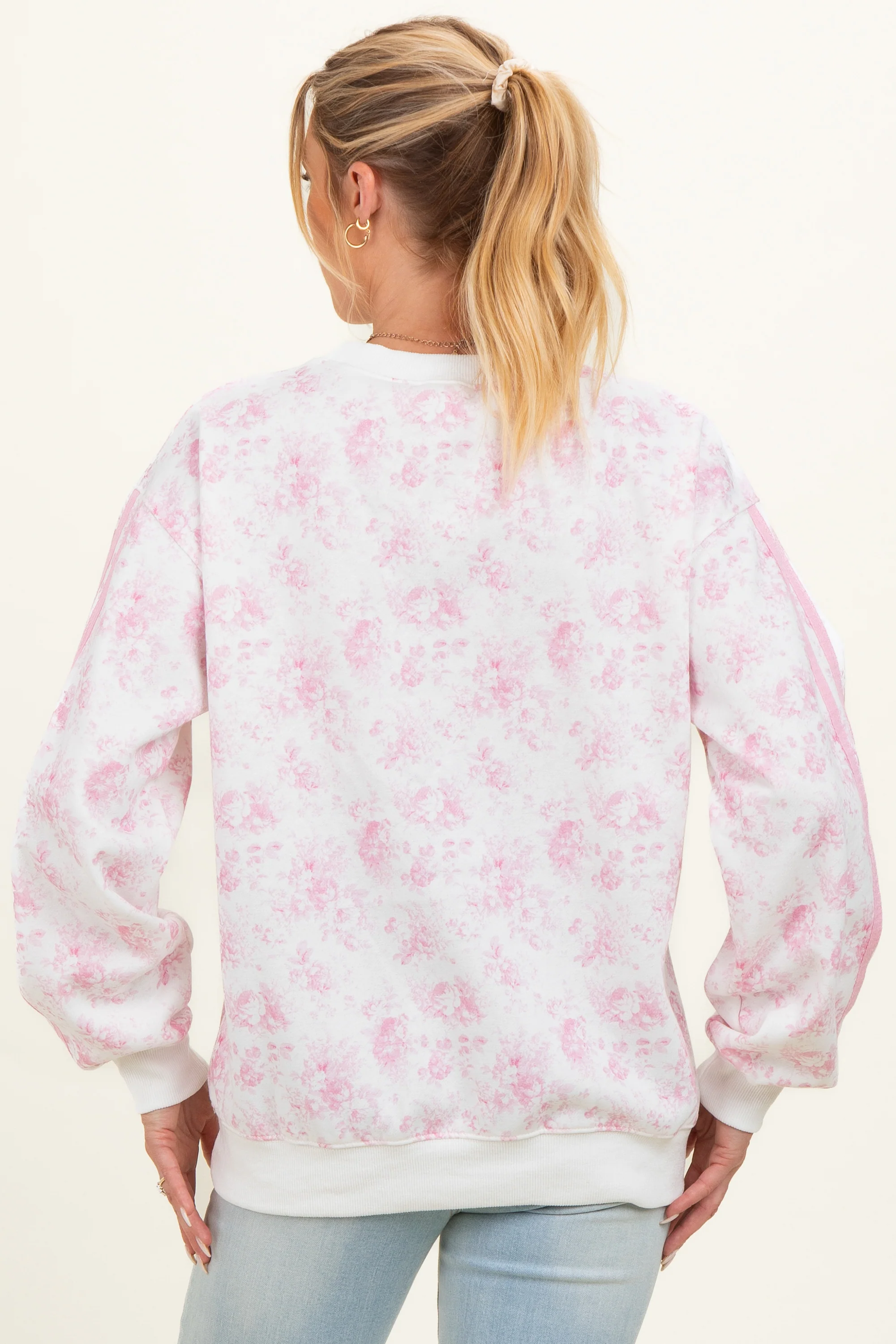 Light Pink Floral French Terry Maternity Sweatshirt - Image 4