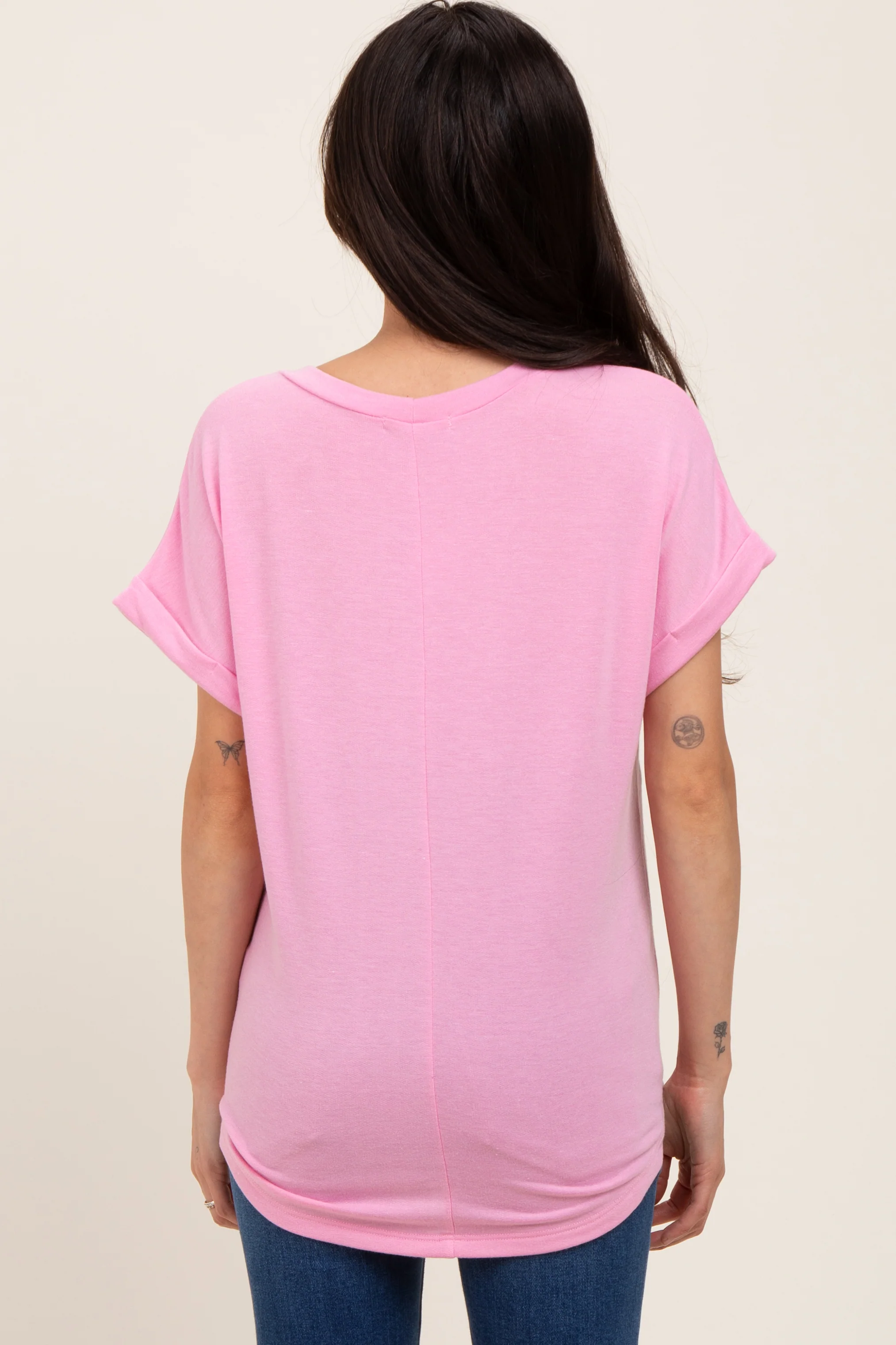 Light Pink French Terry Maternity Top - Image 3