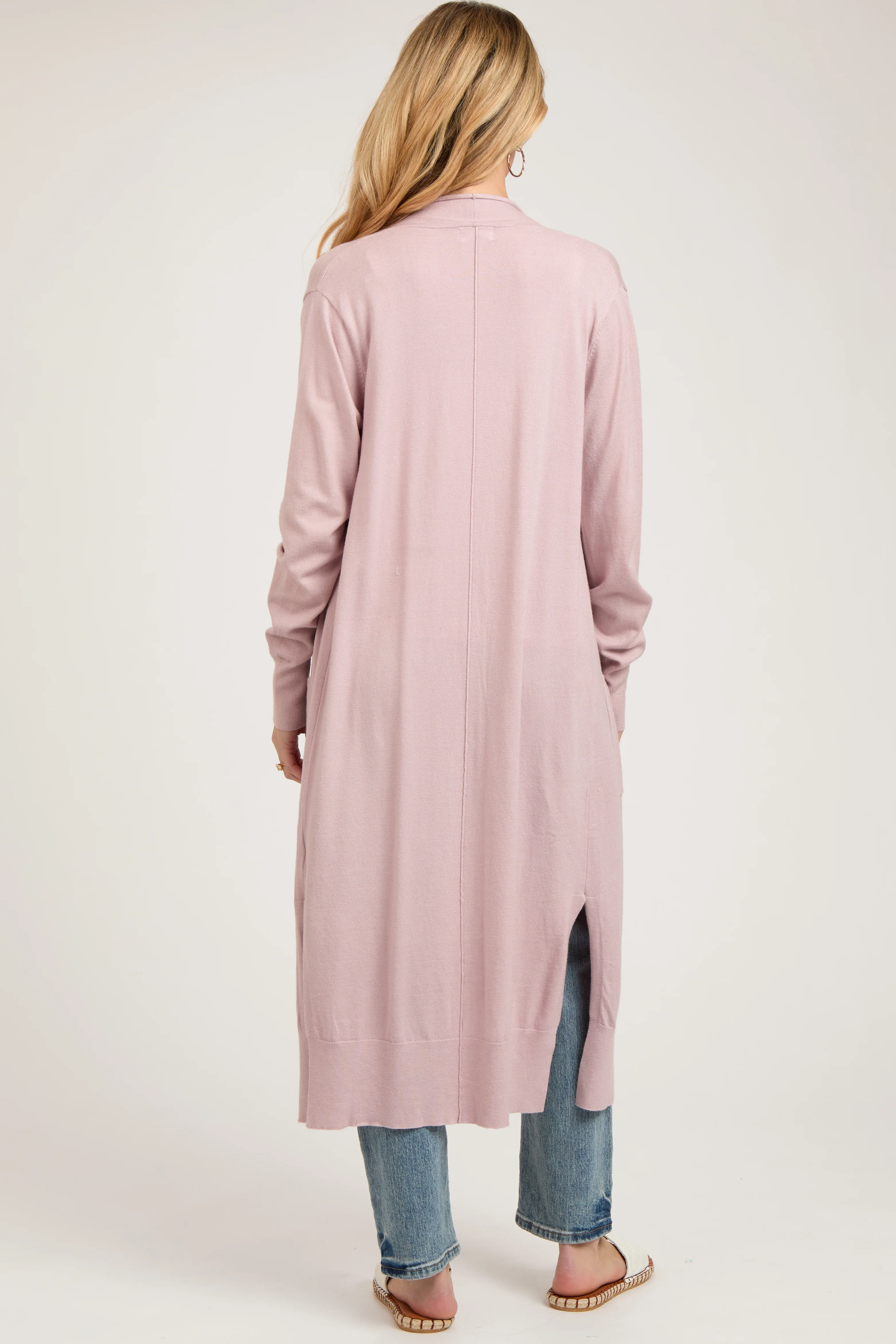 Light Pink Long Maternity Cardigan - Image 3