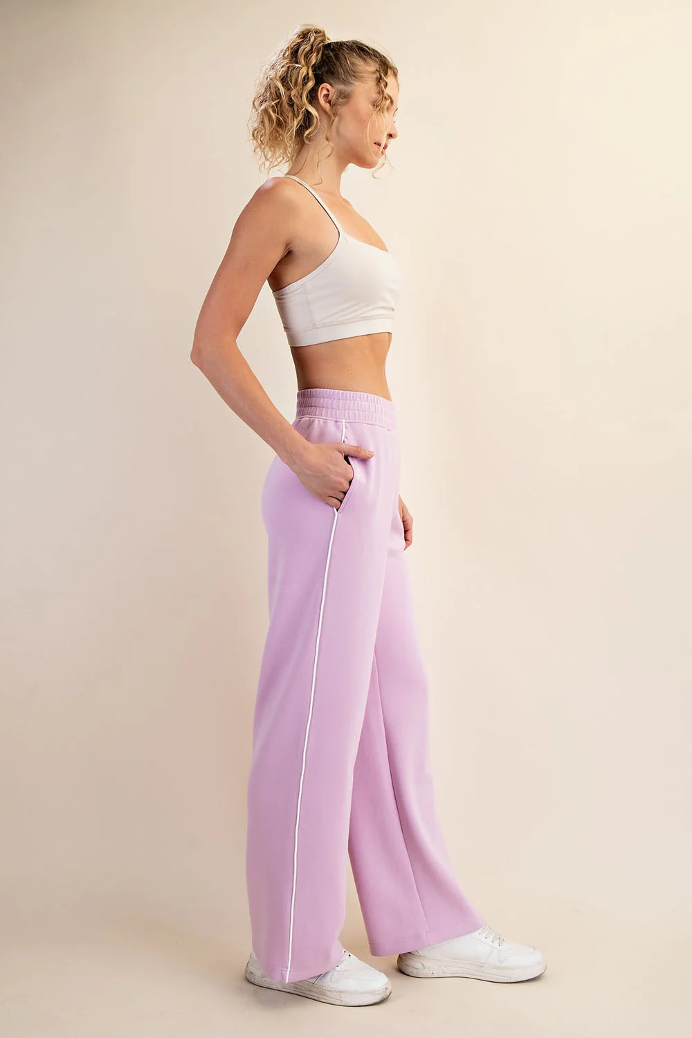Light Pink Stripe Detail Maternity Lounge Pants - Image 5