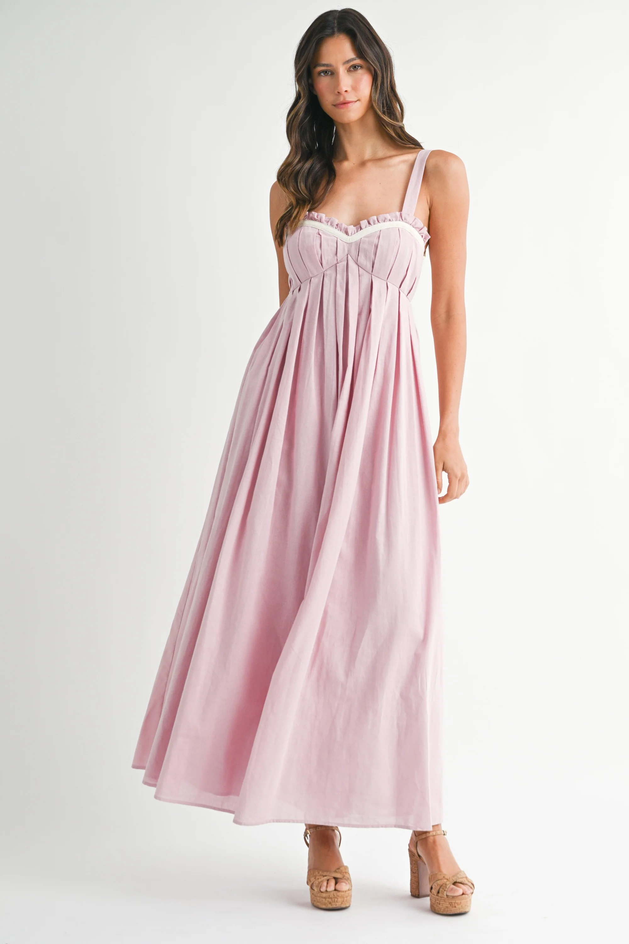 Light Pink Sweetheart Neckline Open Back Maternity Maxi Dress - Image 4