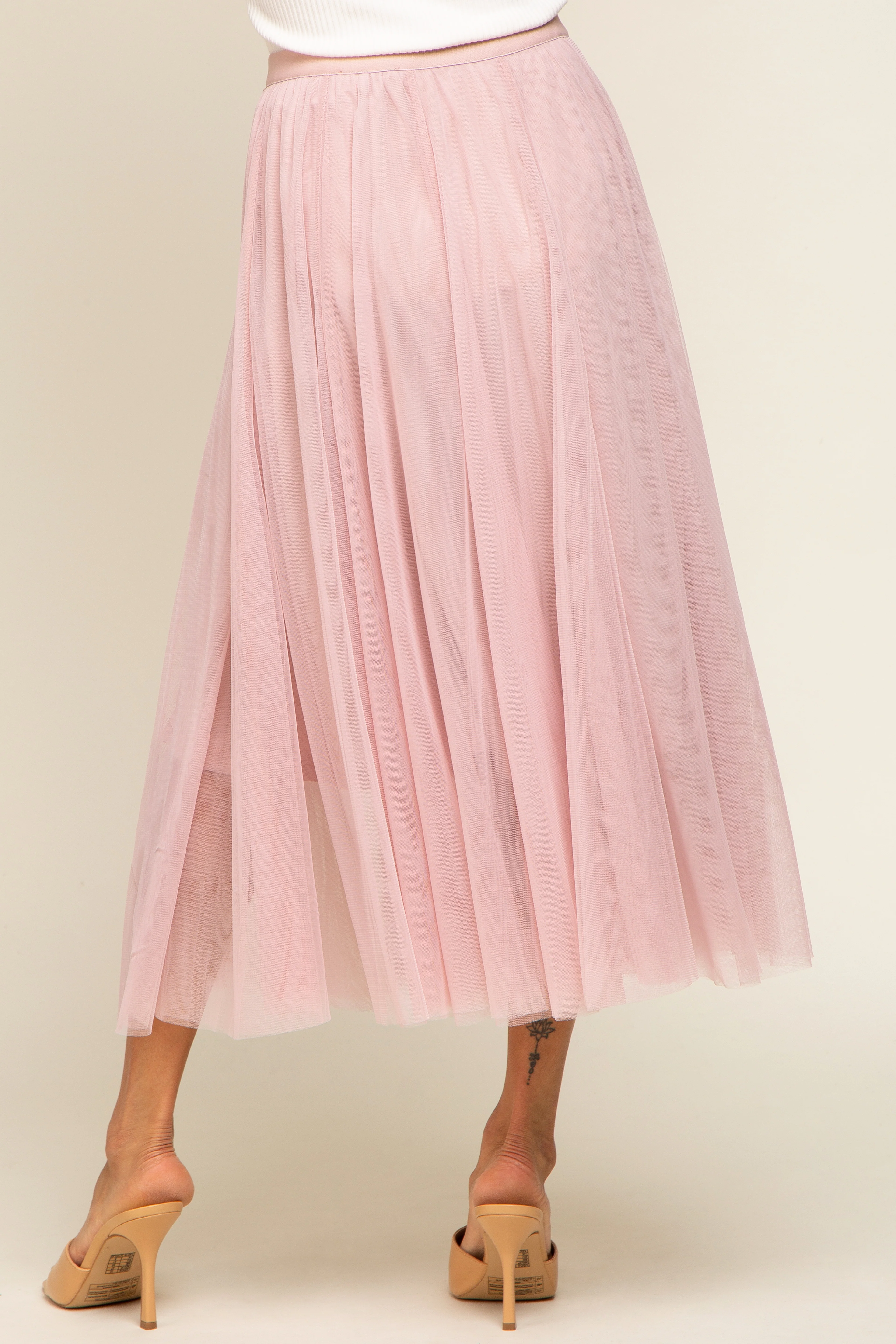 Light Pink Tulle Midi Skirt - Image 4