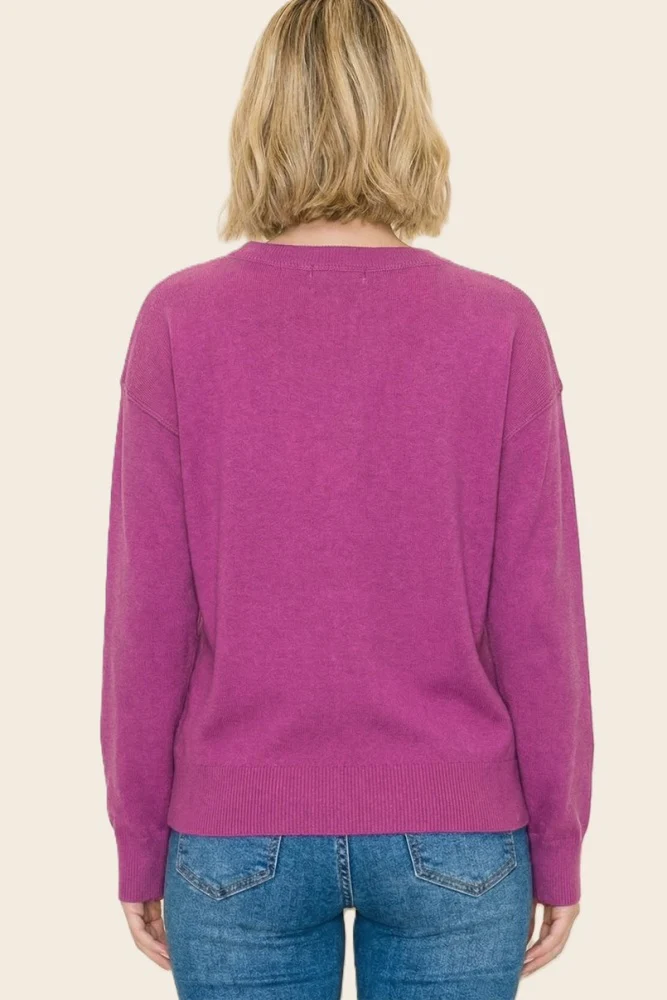 Magenta Basic Pullover Sweater - Image 2